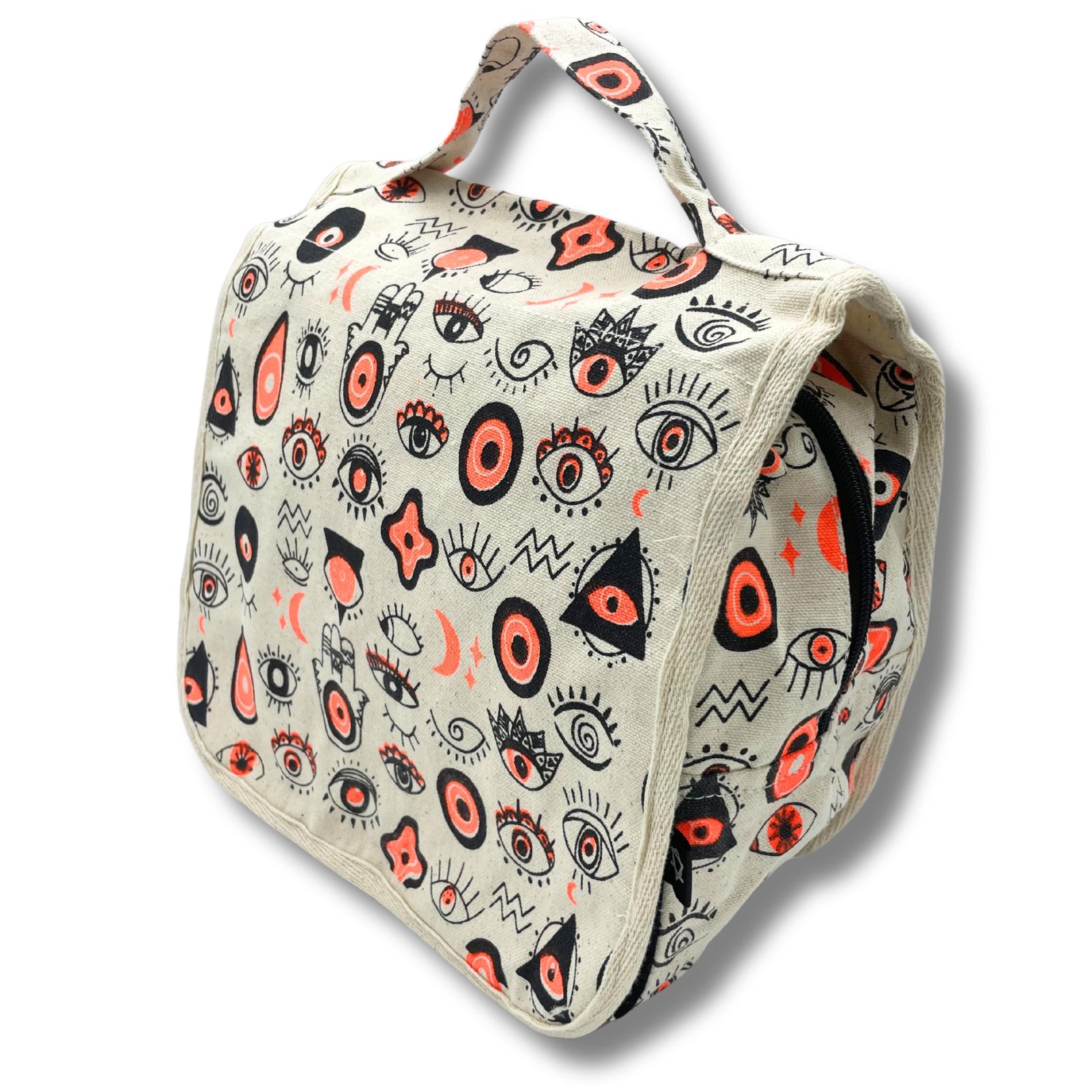 Bolsa de Aseo Grande de Lona de Algodón con Estampado de Ojos Múltiples - Imagen 3