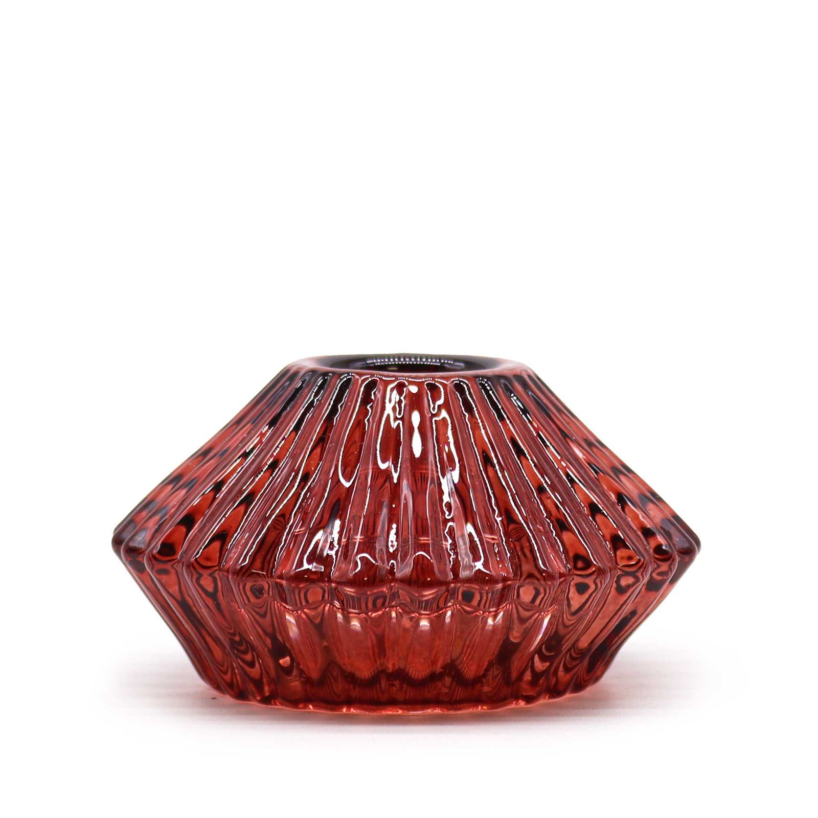 Portavelas reversible con diseño de flor para cena / vela de té - Rojo vampiro