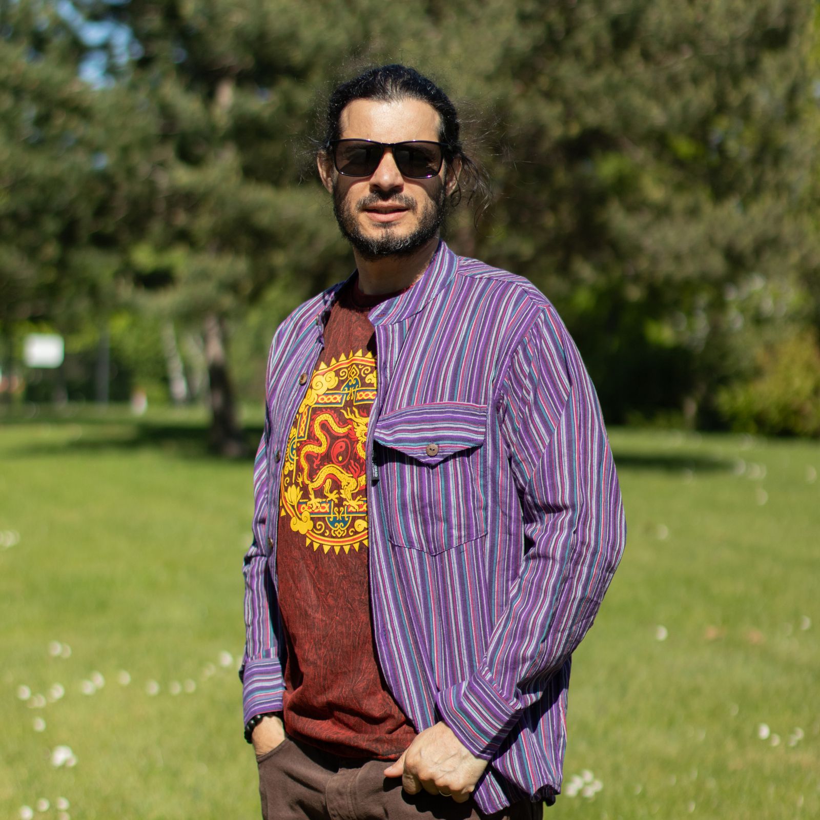 Nomad Sari Camisa de Abuelo - Negro Púrpura - Grande - Imagen 3