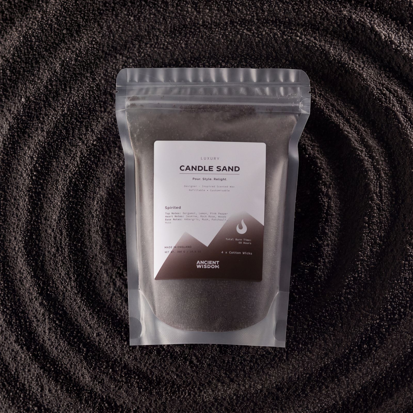 Vela perfumada Arena - Negro - con carácter - 300 g