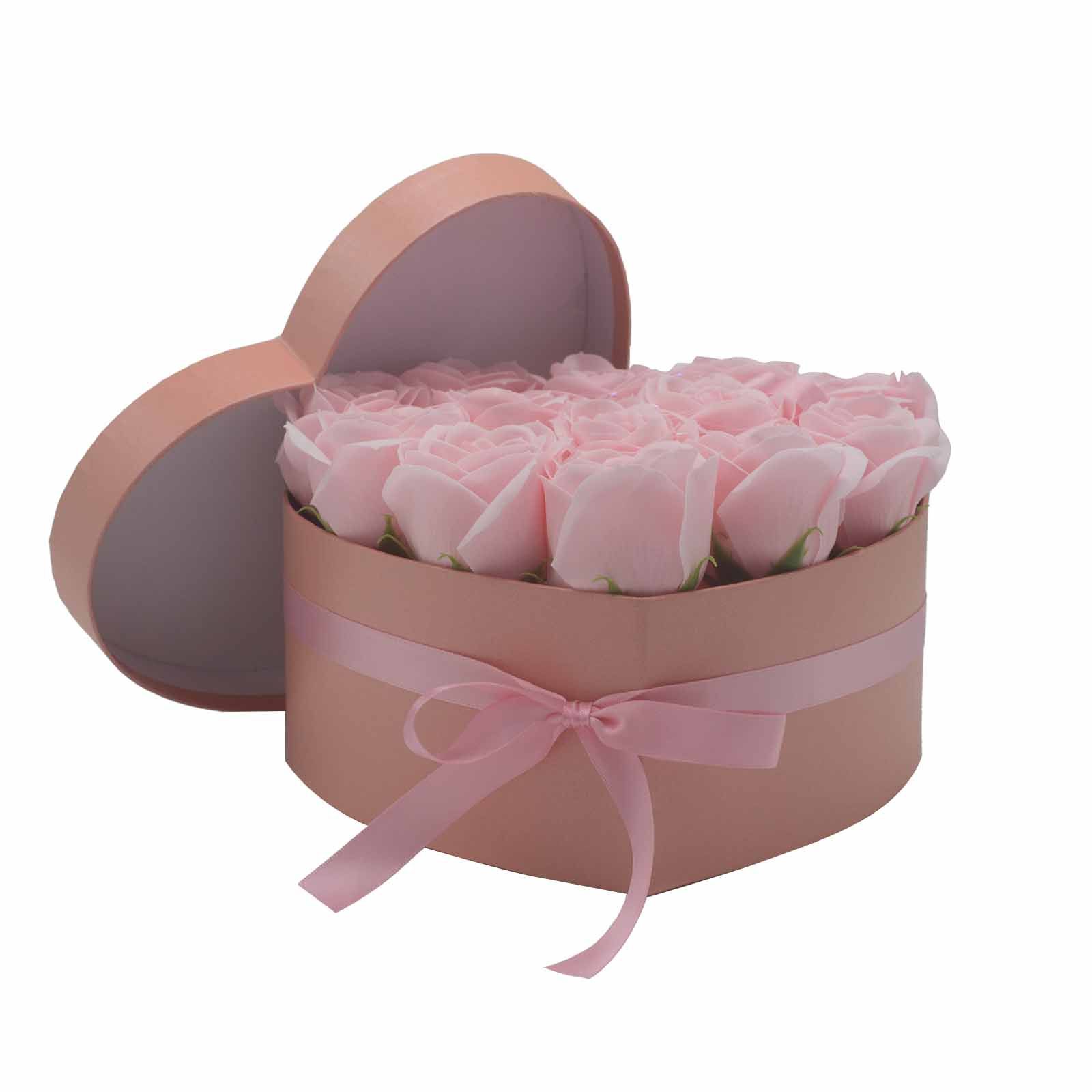Caja de Regalo - Flor de Jabón 13 Rosas Rosas - corazon - Imagen 9