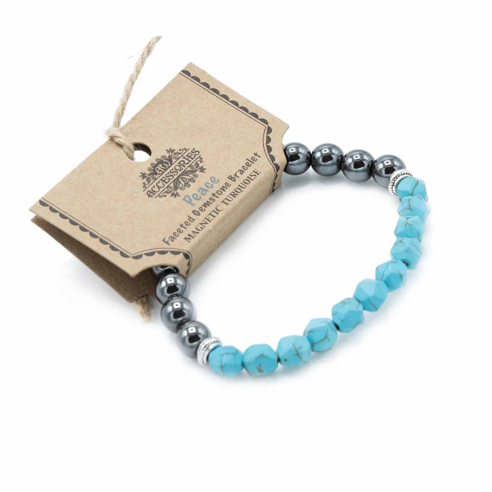 Pulsera de Piedra Preciosa Tallada - Turquesa Mágnetica