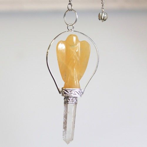 Péndulo de ángel con anillo de cuarzo amarillo - Imagen 3