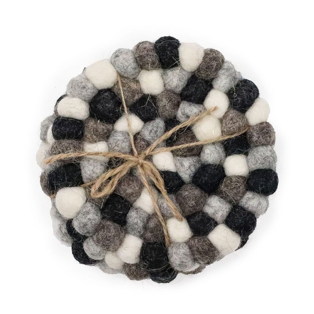 Posavasos redondos de fieltro de 10 cm, color gris multicolor (juego de 4)