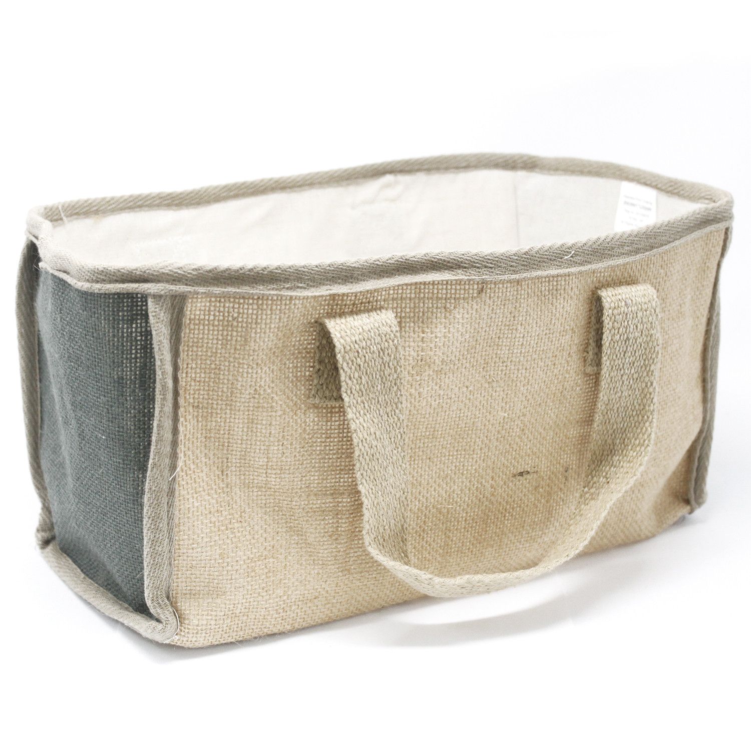 Cesta grande de yute - 33x18x20cm - Gris - Imagen 2