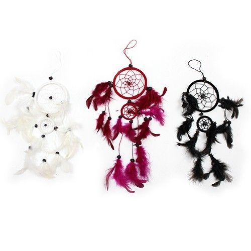 Atrapasueños Bali aro mediano - Negro/Blanco/Rojo - Imagen 3