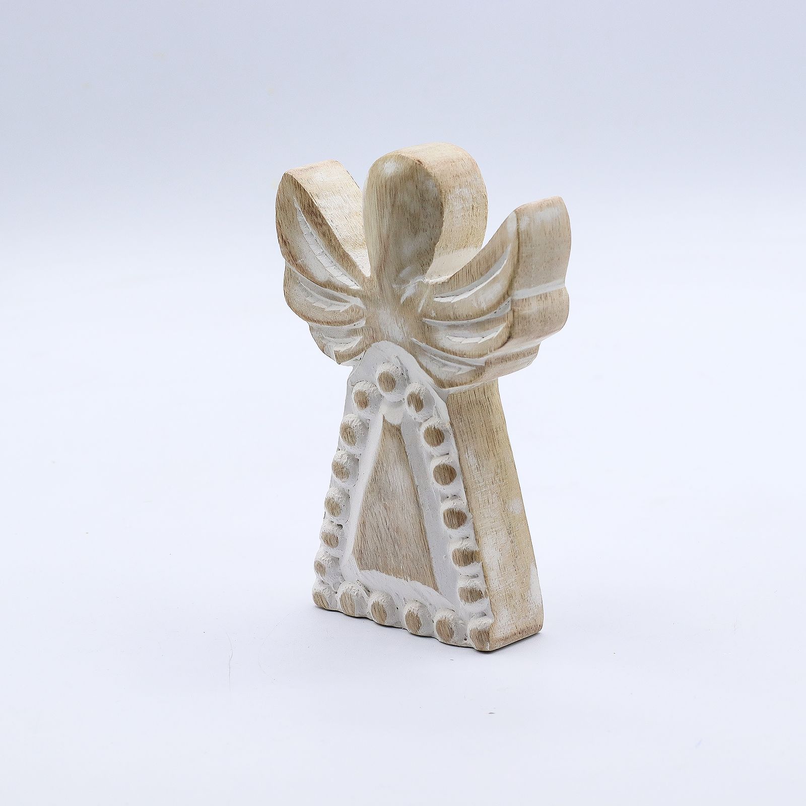 Ángel de madera de mango - lavado blanco - Imagen 3
