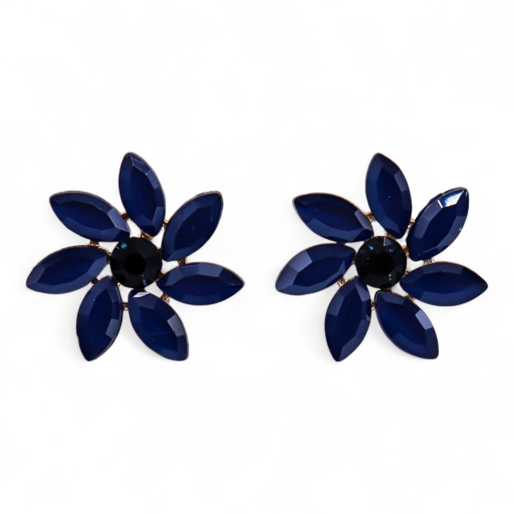 Pendientes de Cristal Vintage - Flores - Azul