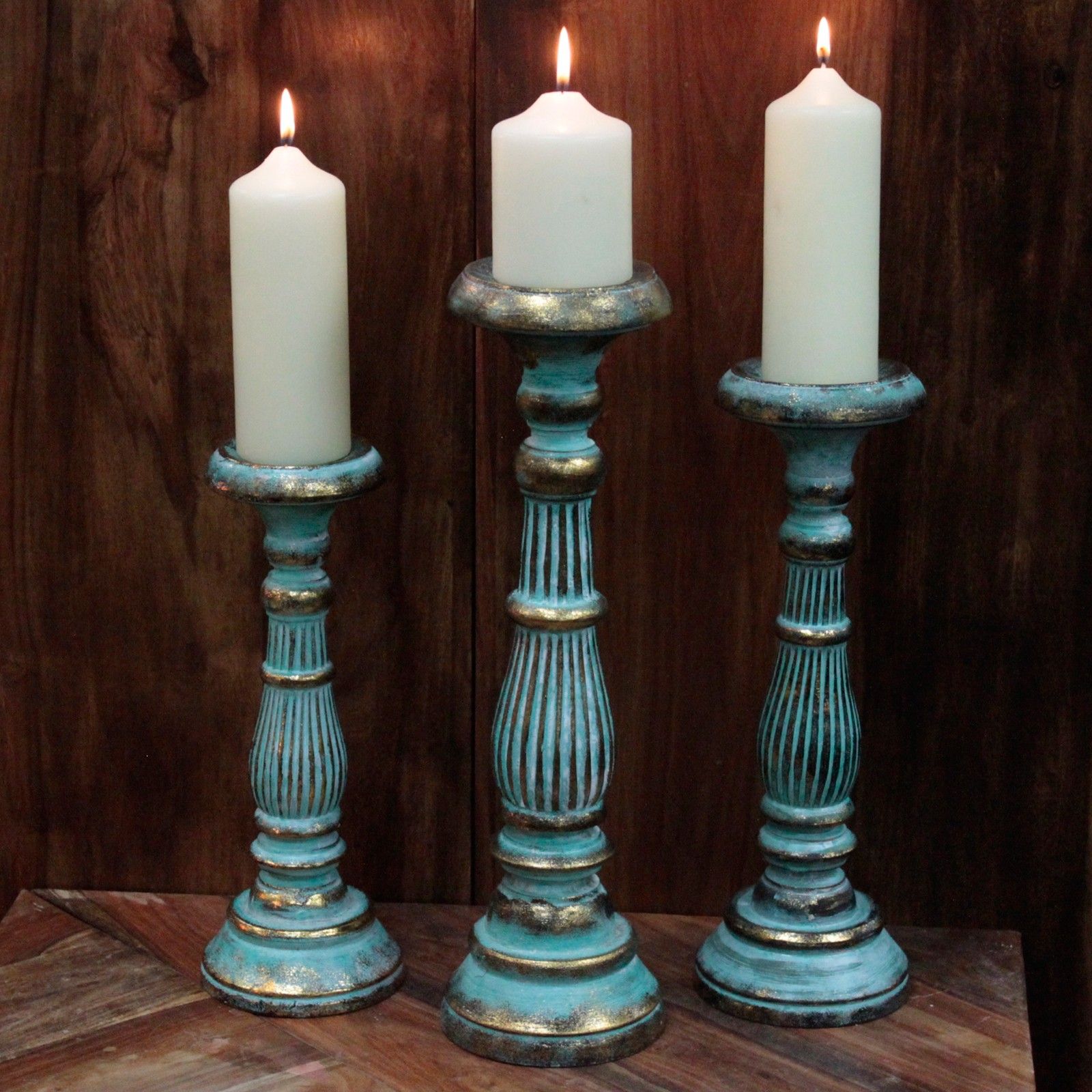 Soporte de velas medianas - Turquois Gold - Imagen 2