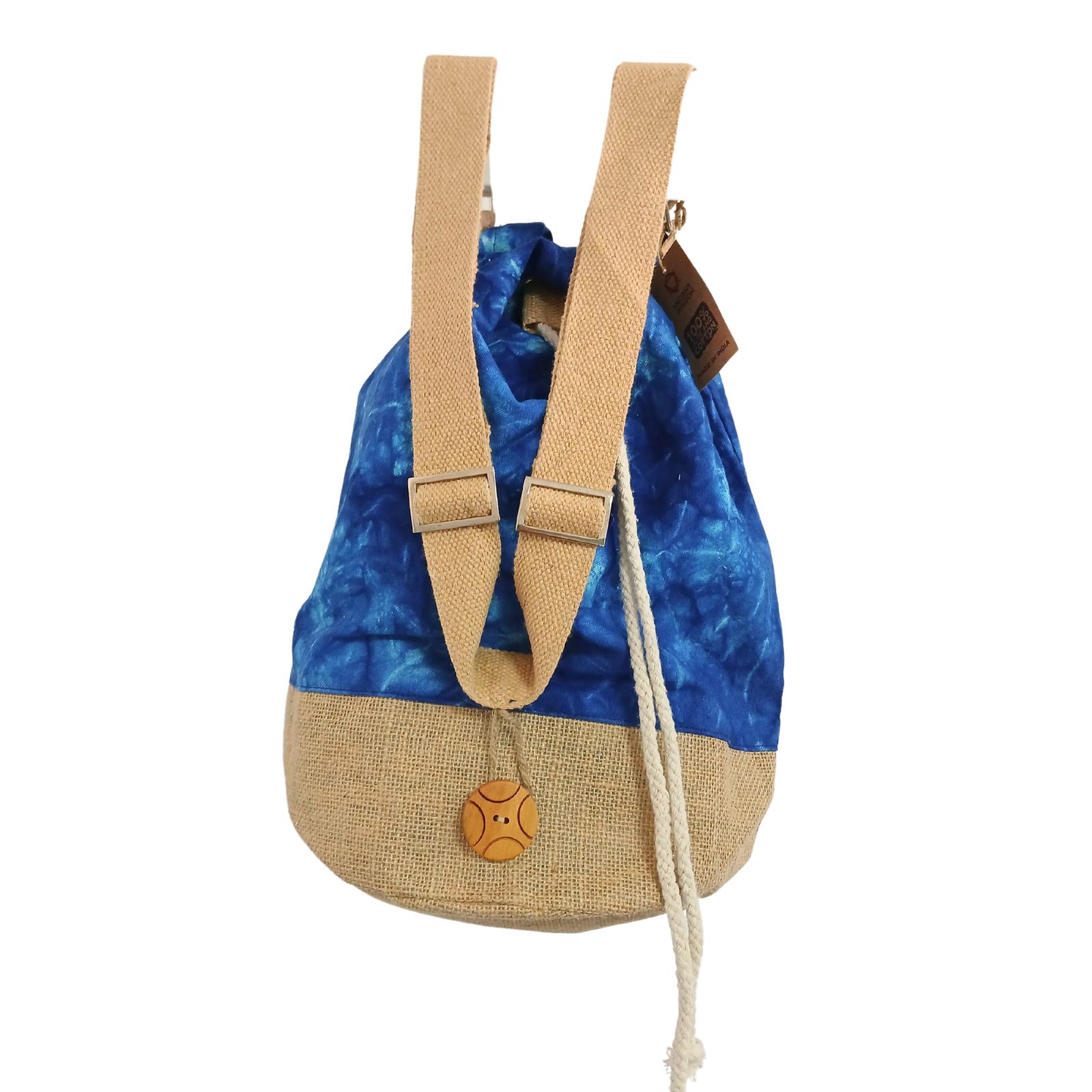 Mochila 100% Natural - Efecto Lavado Azul - Mandala - Imagen 2