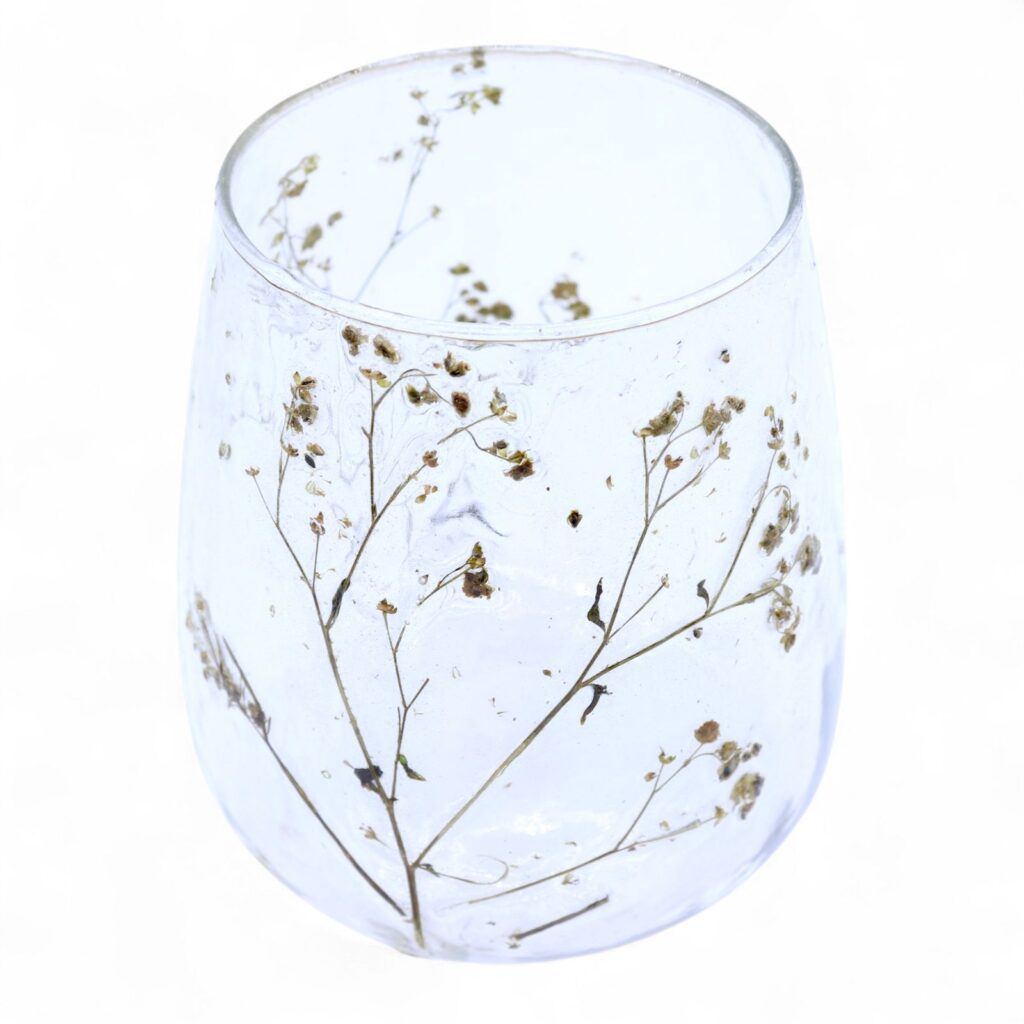 Portavelas de Vidrio floral natural - Jarrón - Margarita - (12x11cm)