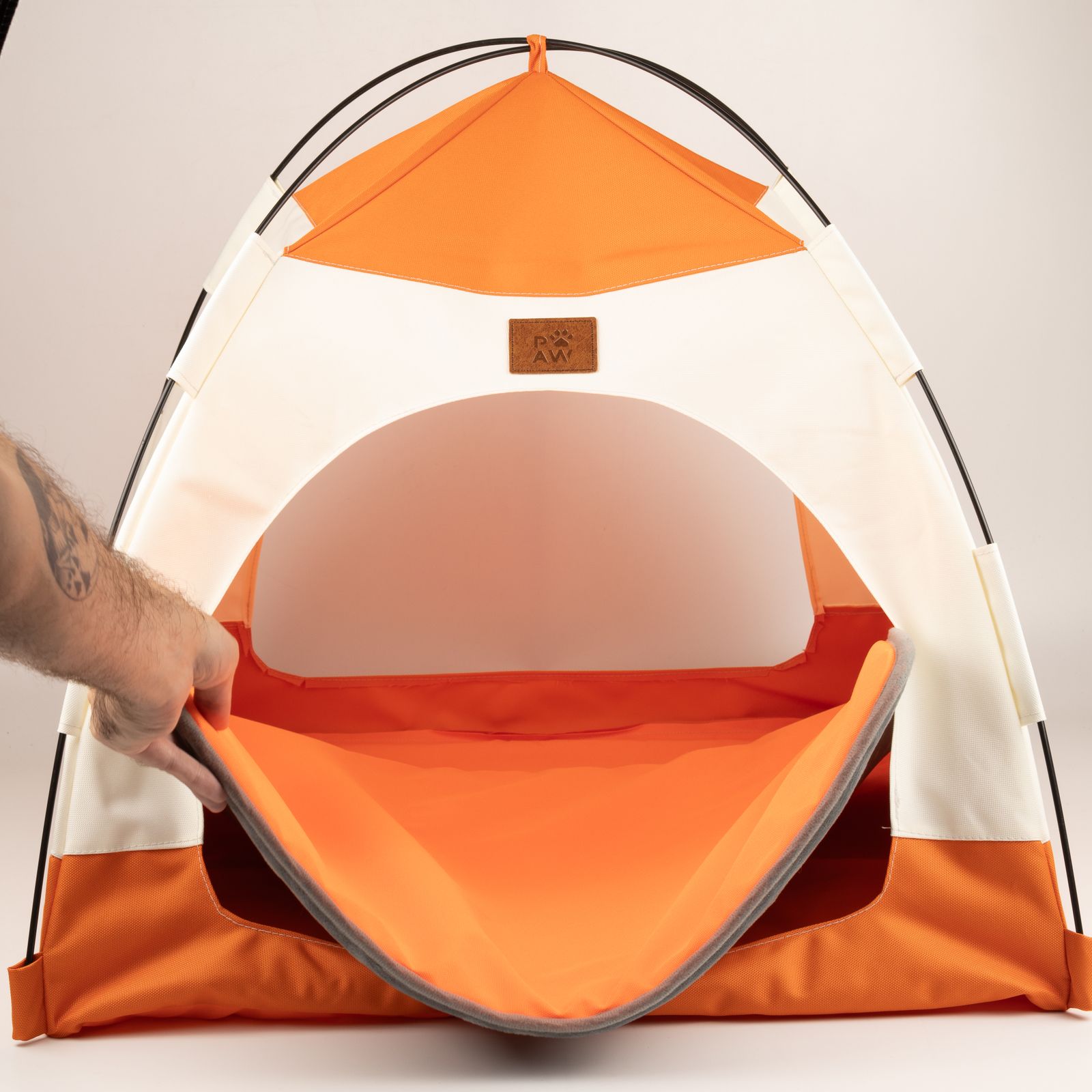 Cama PAW – Tienda beige y naranja – 58 × 58 × 48 cm - Imagen 3