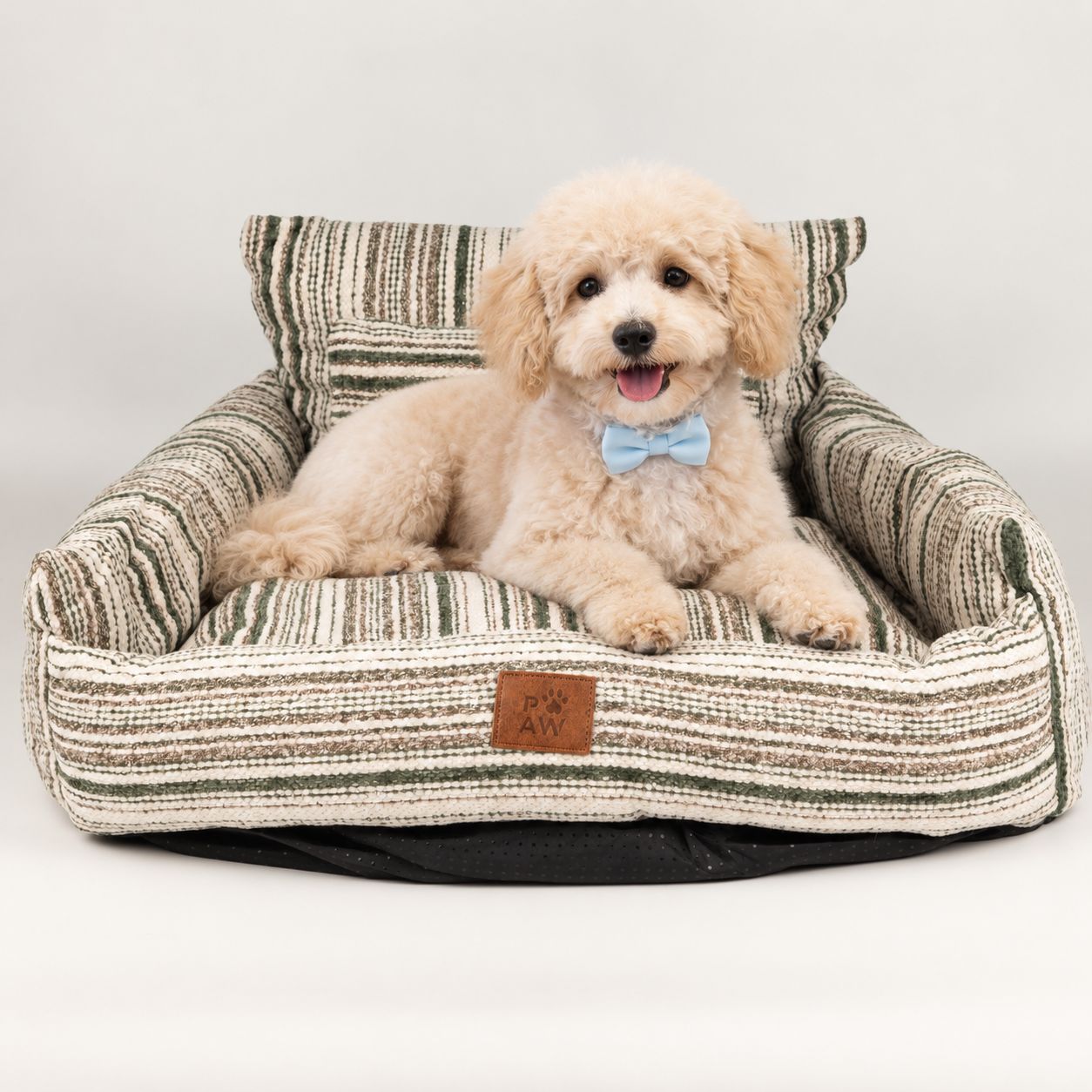 PAW Bed – Sofá Mediano – Rayas Marrones – 60 × 60 × 28 cm