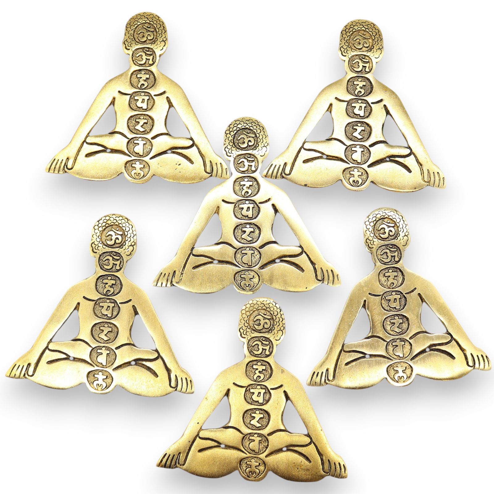 Porta Incienso Yoga Siete Chakras Aluminio Dorado 12x12cm - Imagen 4