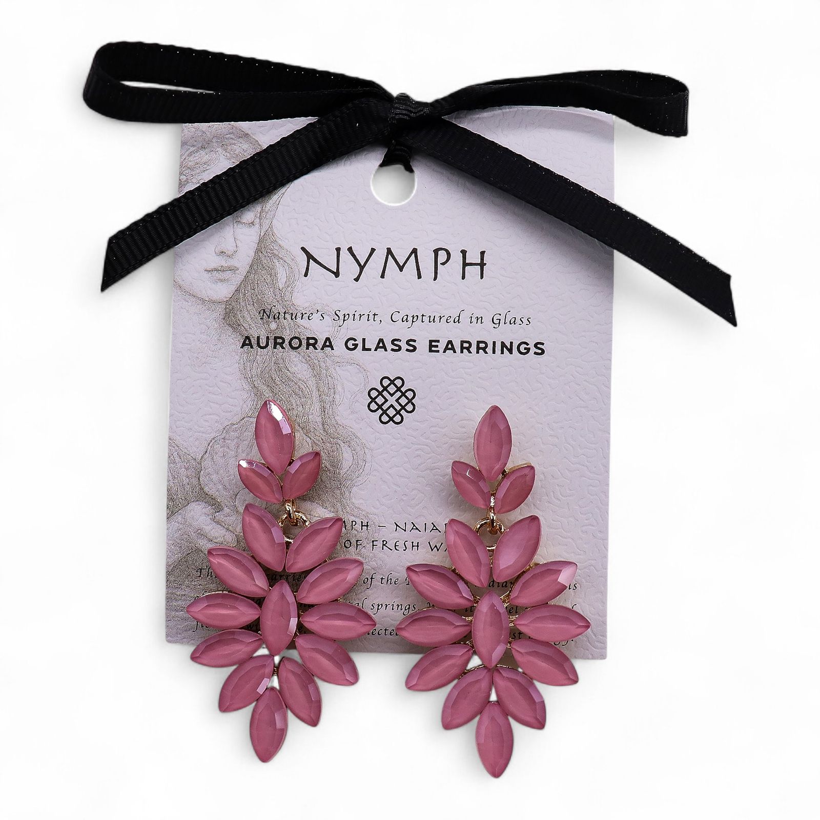 Pendientes de Cristal Vintage - Largo - Cuarzo Rosa - Imagen 4