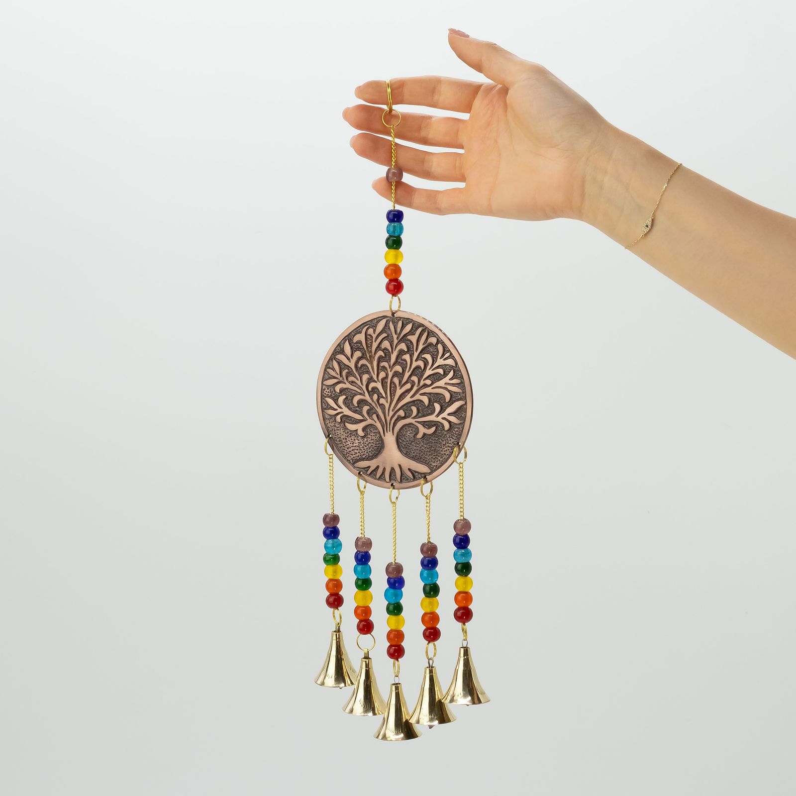 Campanas Indias - Arbol de la Vida Mediano - Chakra 5 Campanas - 10x36cm - Imagen 5