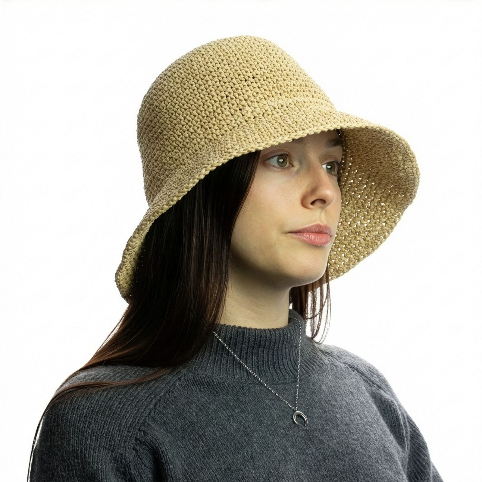 Sombrero de paja tipo floppy para el sol - beige natural - Imagen 3