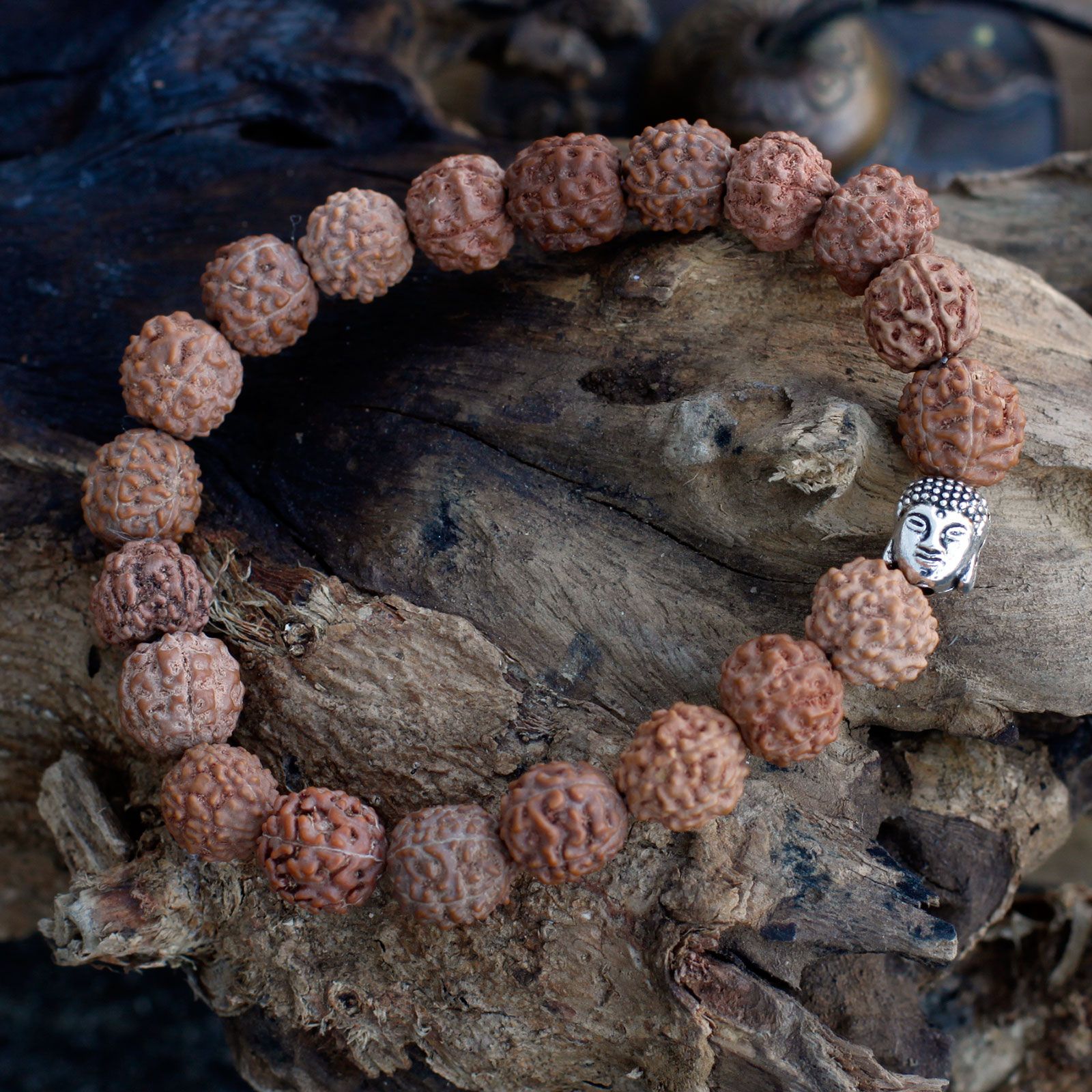 Rudraksha Brazalete de Buda Japa Mala - Natural - Imagen 4