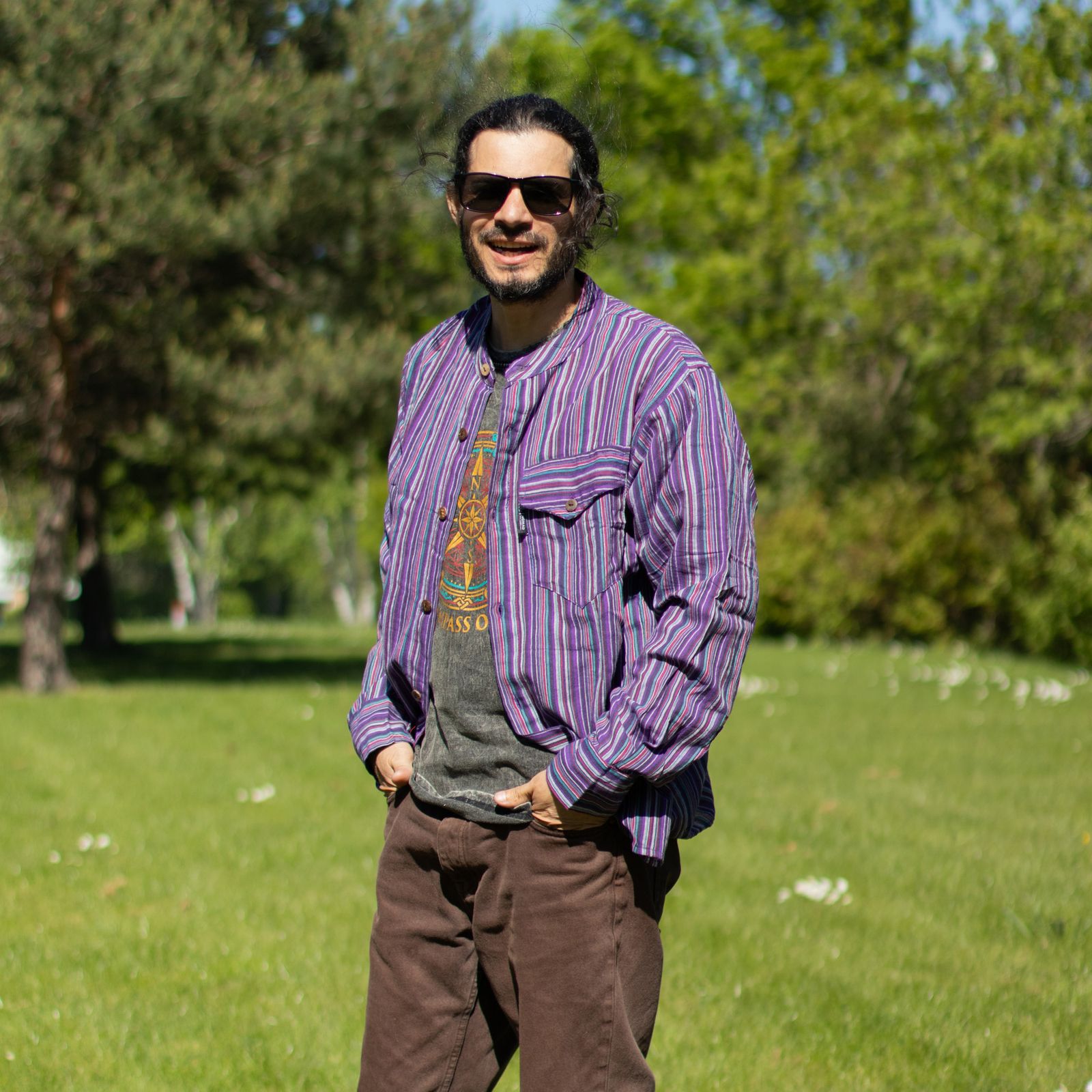 Nomad Sari Camisa de Abuelo - Negro Púrpura - Grande - Imagen 2