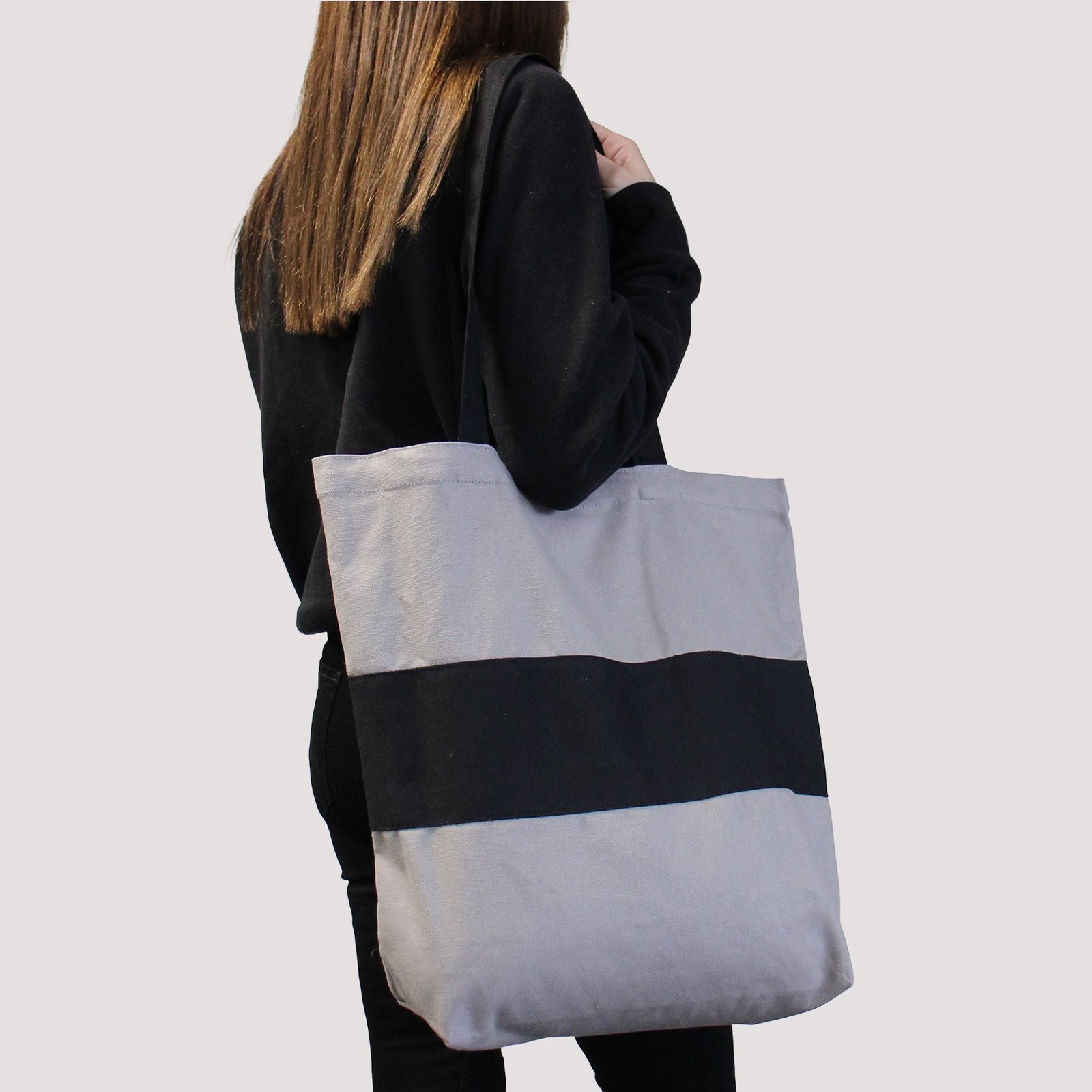 Bolsas de Algodón de Dos Tonos - 38x42x12cm - Gris y Negro - 280g - Imagen 4