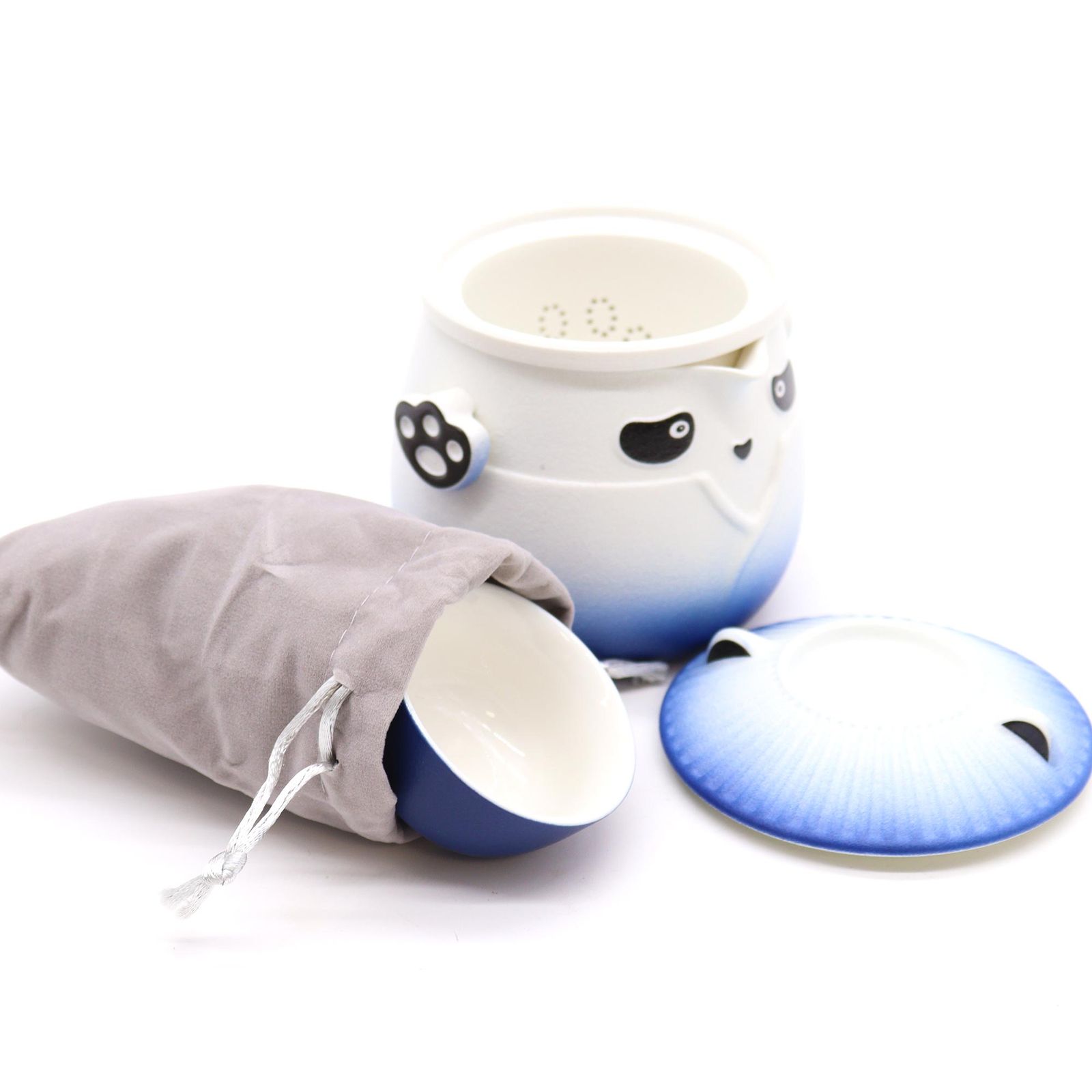 Juego de tetera Panda y tres tazas - Azul Cielo - Imagen 4