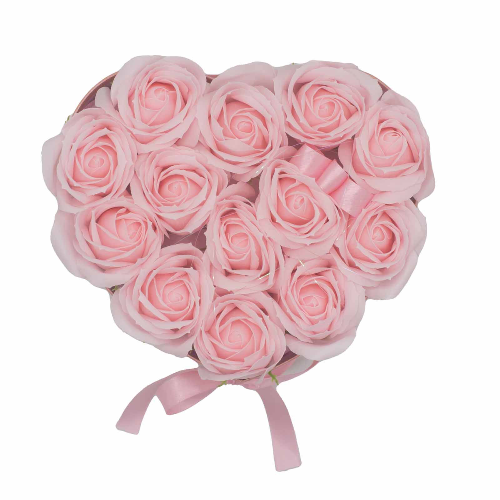 Caja de Regalo - Flor de Jabón 13 Rosas Rosas - corazon - Imagen 6