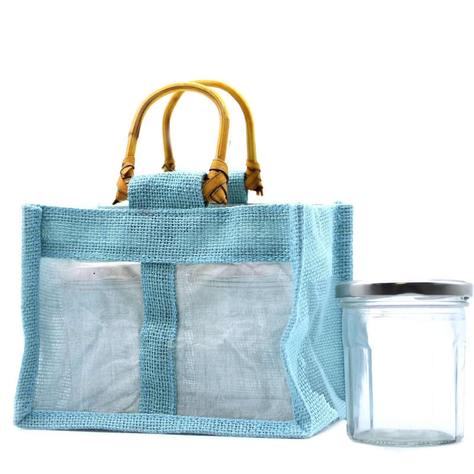 Bolsa de regalo con ventana de algodón y yute puro - 2 Ventanas - Imagen 2
