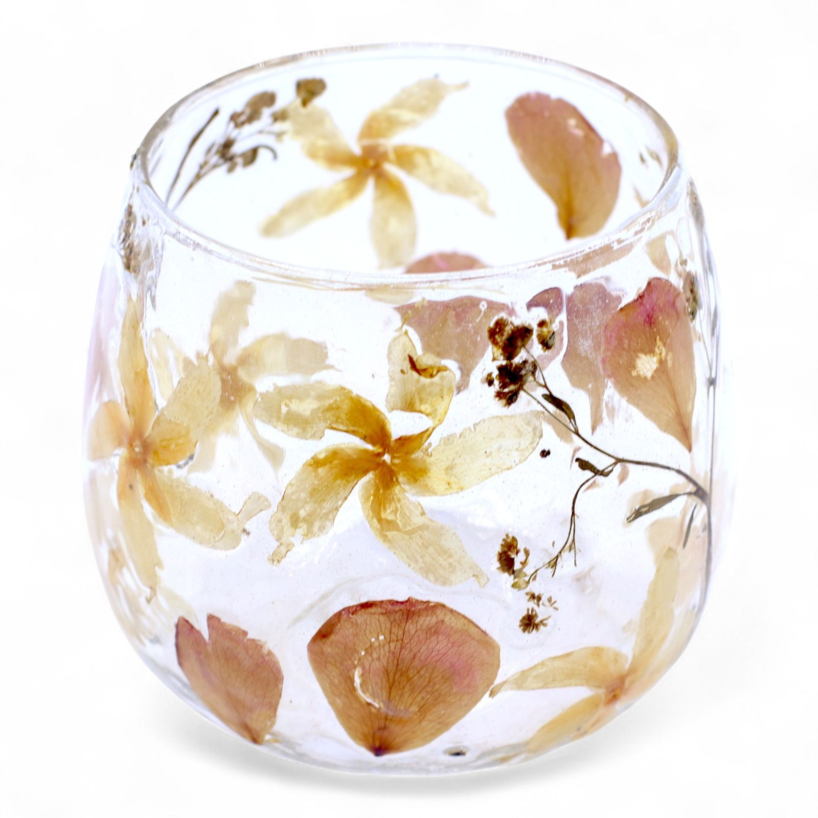 Portavelas recto de Vidrio floral natural - rosa - (8x8cm) - Imagen 4