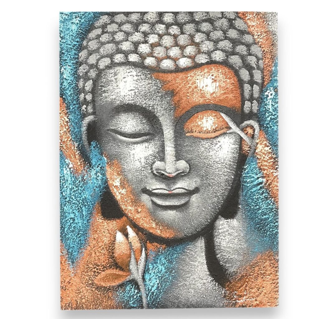 Pintura de Buda - Flor de plata y oro rosa