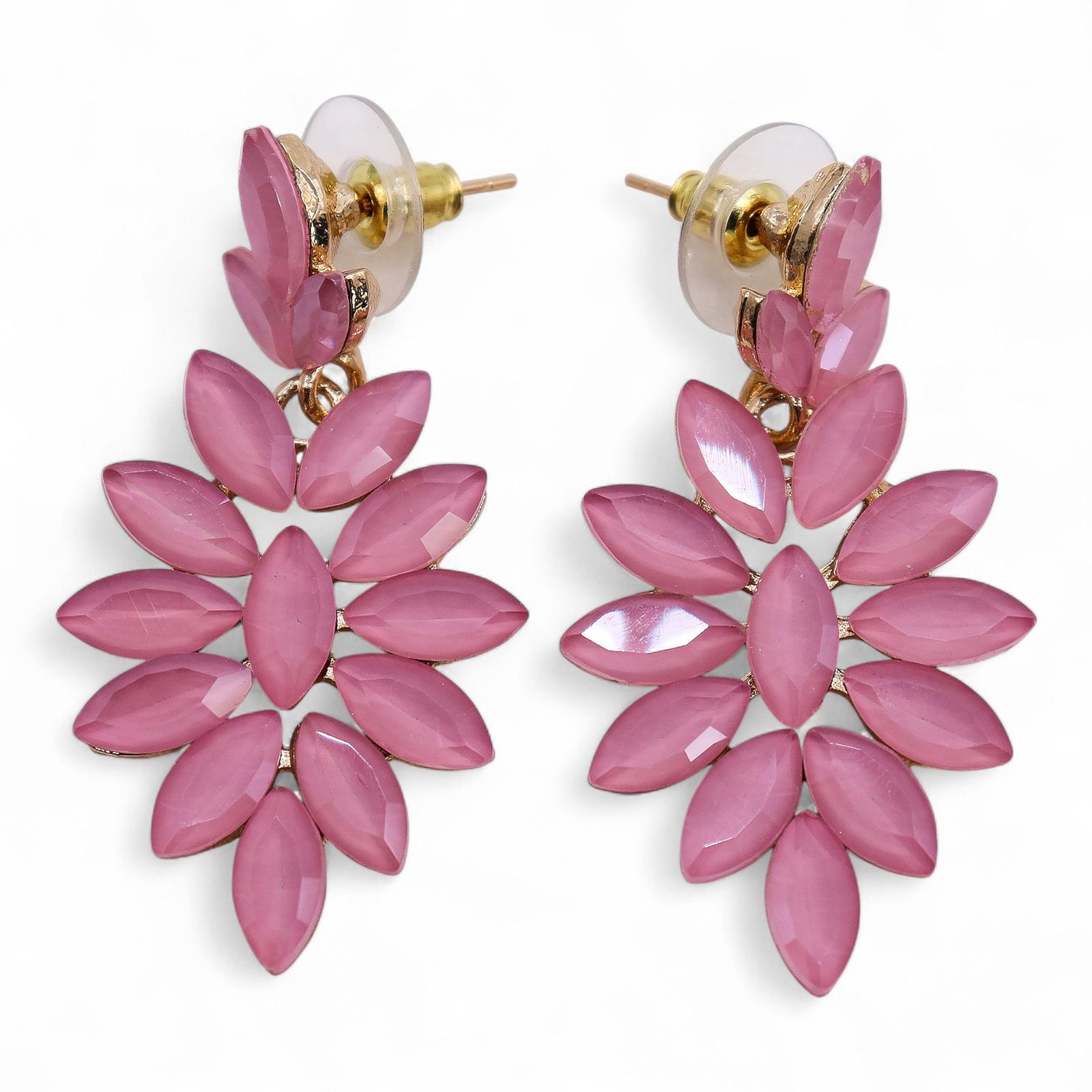 Pendientes de Cristal Vintage - Largo - Cuarzo Rosa - Imagen 2