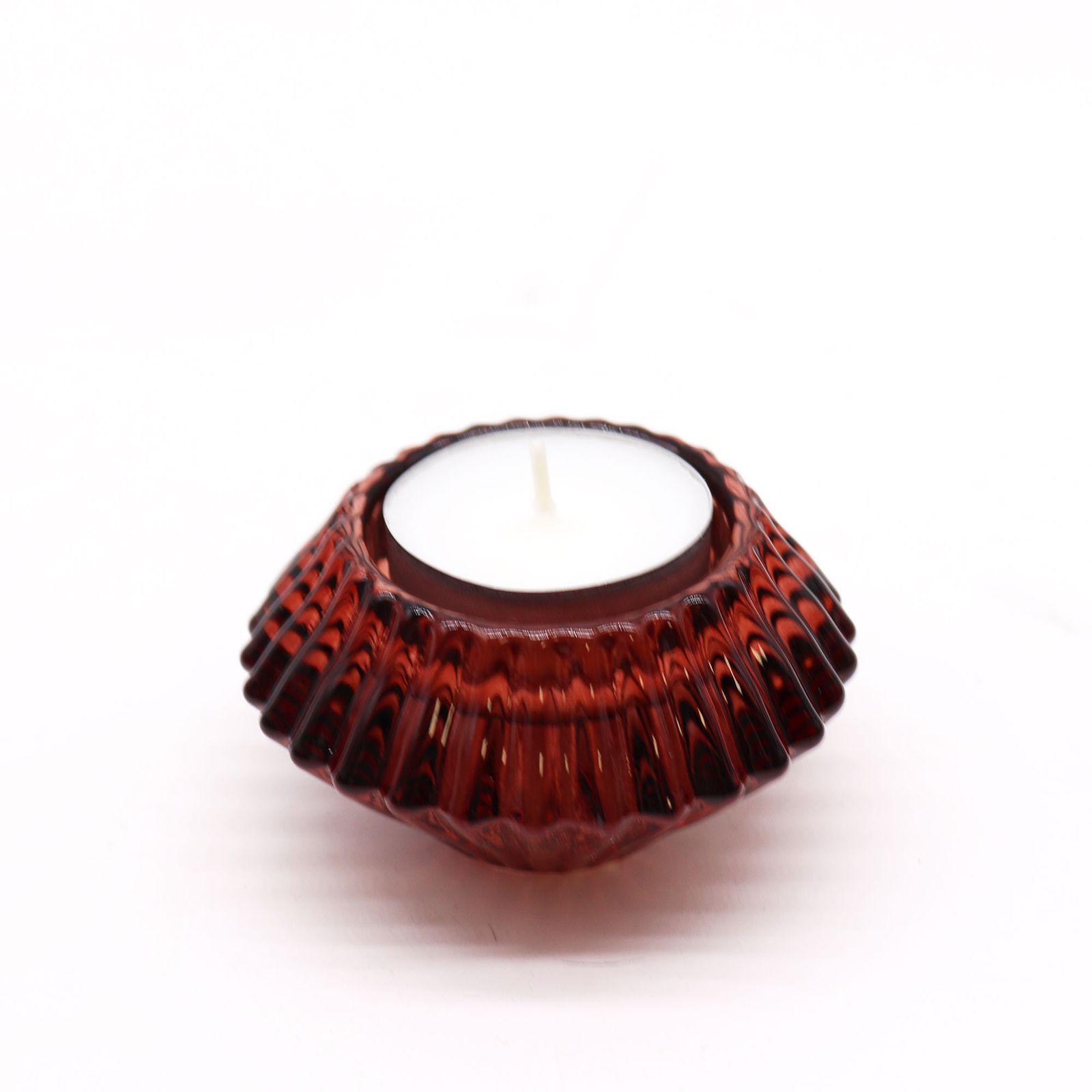 Portavelas reversible con diseño de flor para cena / vela de té - Rojo vampiro - Imagen 2