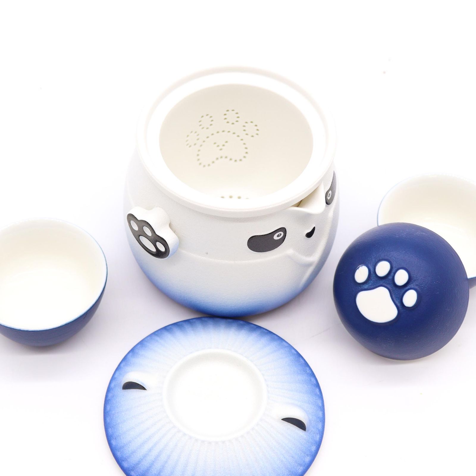 Juego de tetera Panda y tres tazas - Azul Cielo - Imagen 3