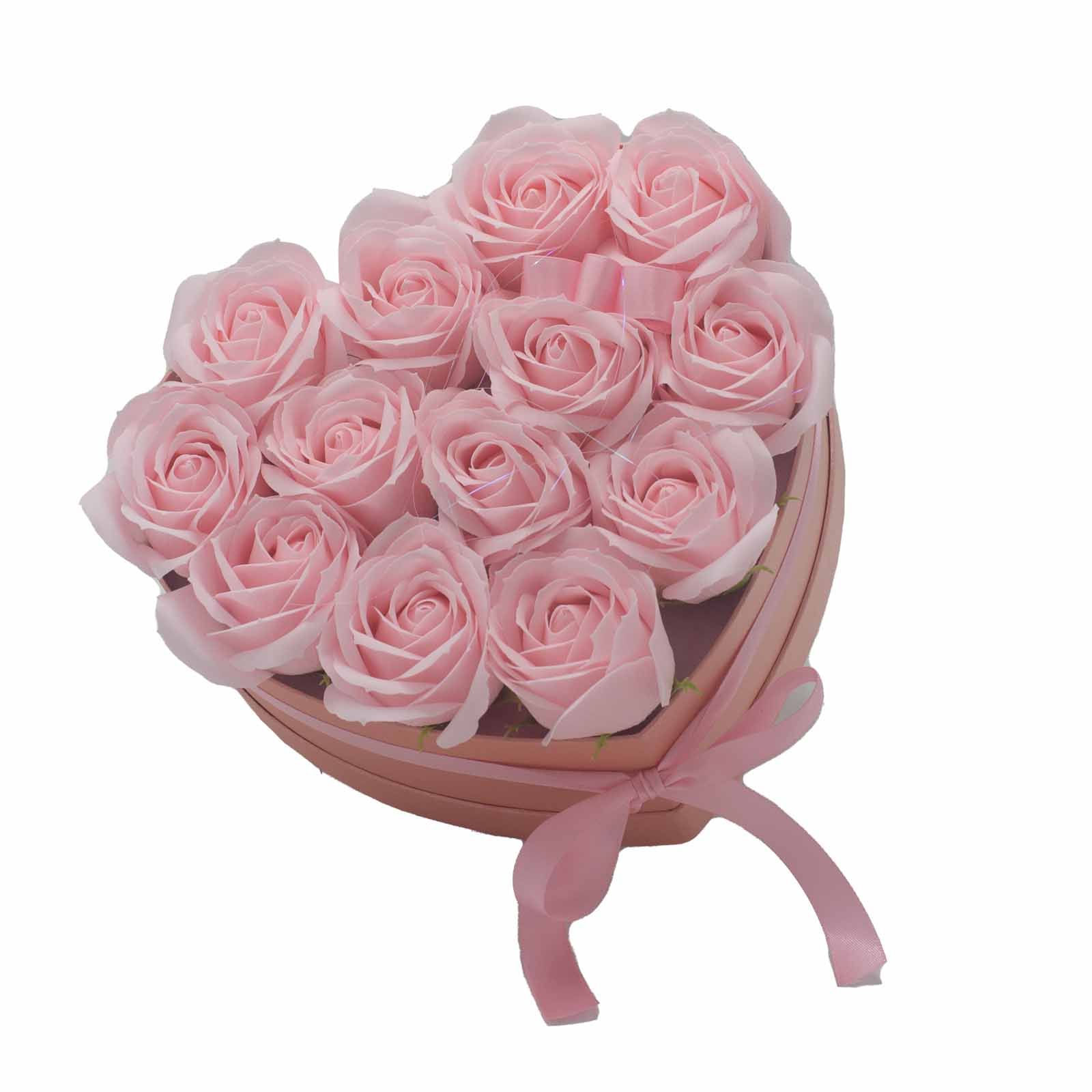 Caja de Regalo - Flor de Jabón 13 Rosas Rosas - corazon - Imagen 5