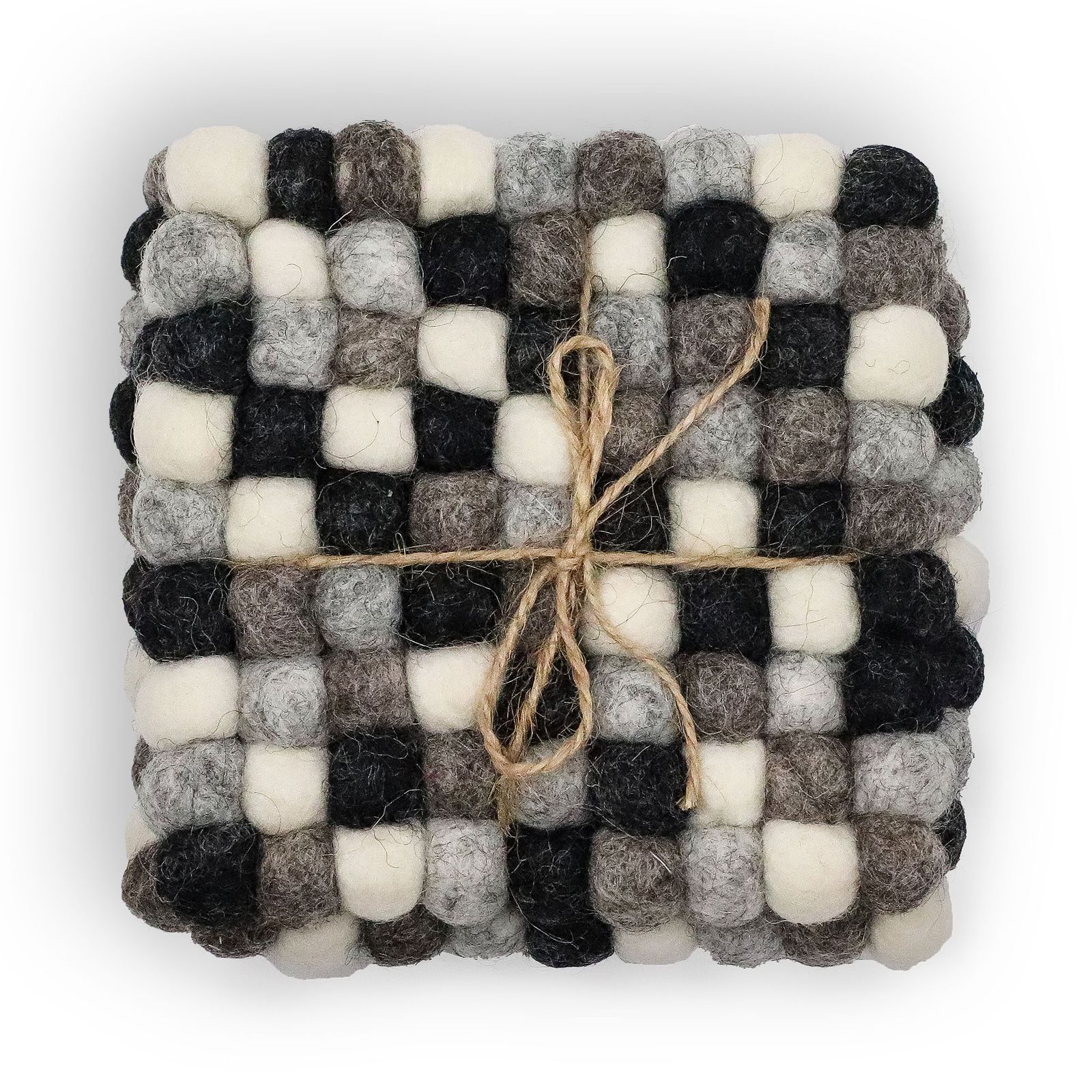 Posavasos cuadrados de fieltro de 10 cm, color gris multicolor (juego de 4)
