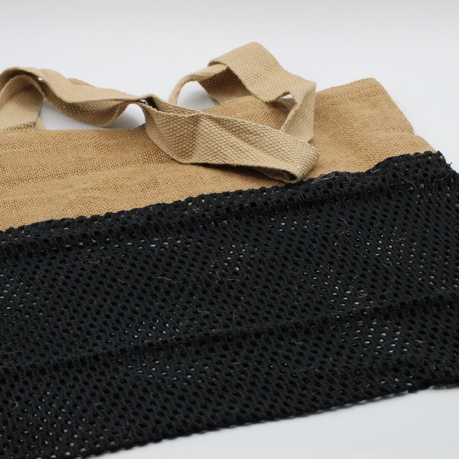 Bolsa de Malla de Yute Suave Puro y Algodón- Negro - Imagen 3