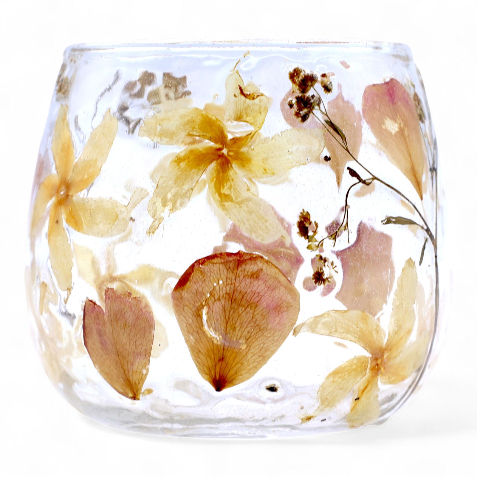 Portavelas recto de Vidrio floral natural - rosa - (8x8cm) - Imagen 5