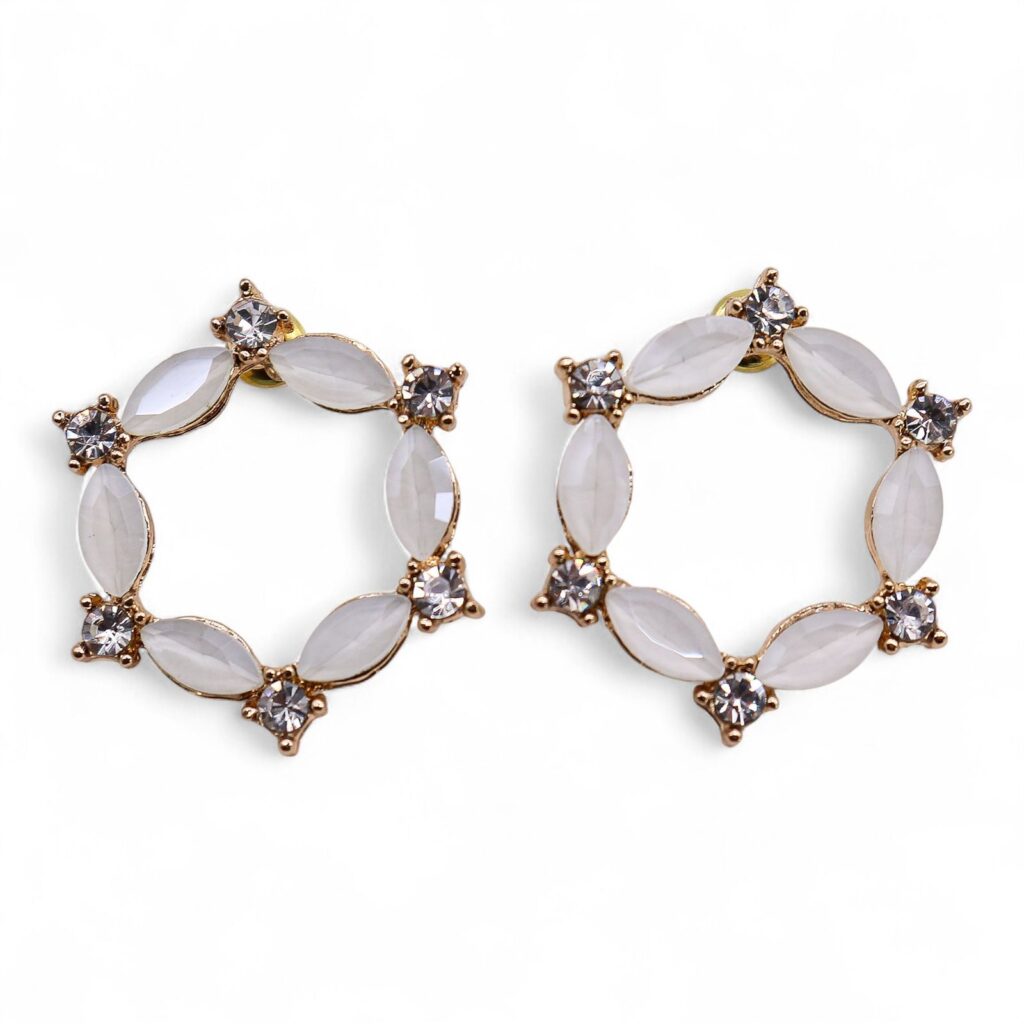 Pendientes de Cristal Vintage - Aro - Perla