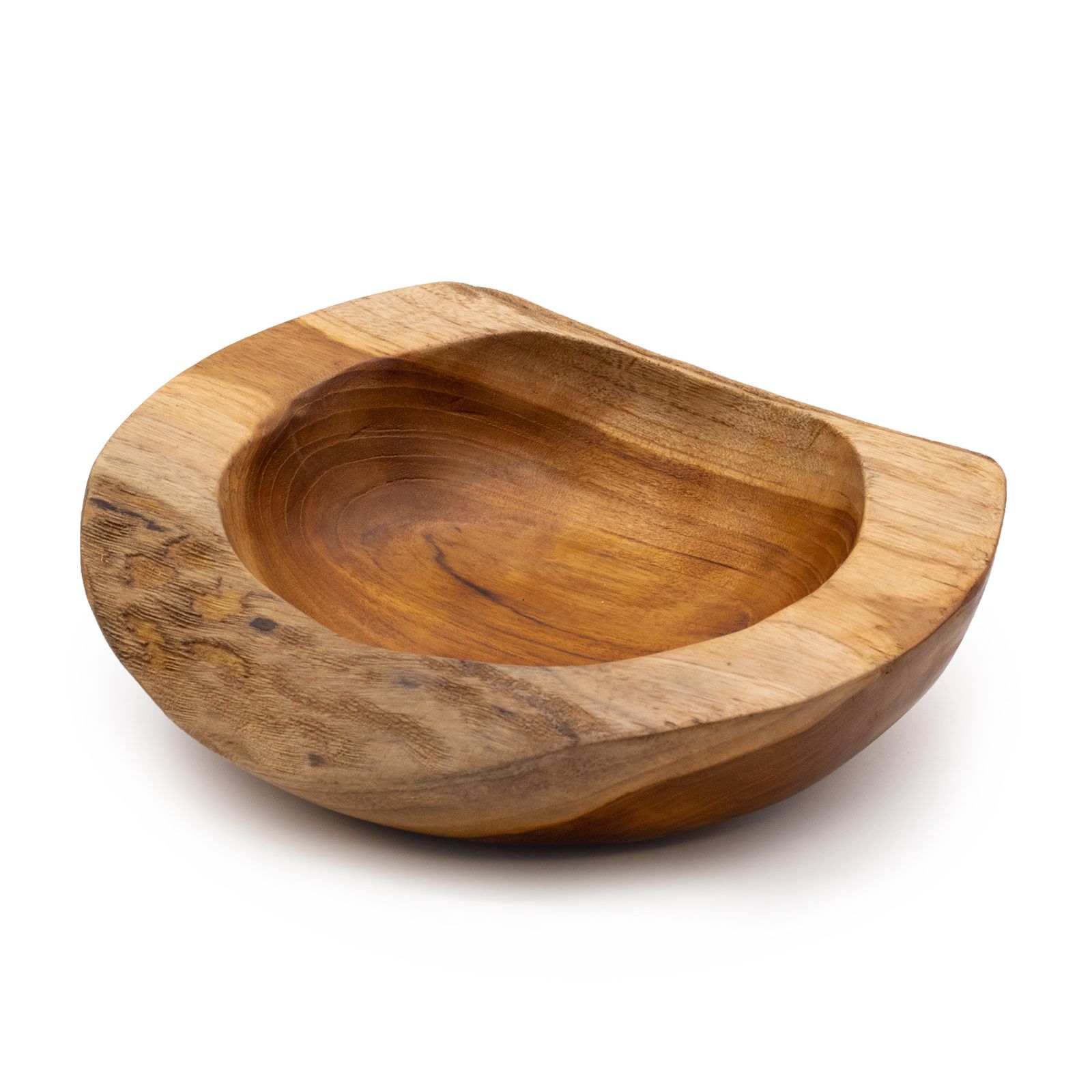 Cuenco mediano de madera de teca con forma natural - 20x7cm - Imagen 2