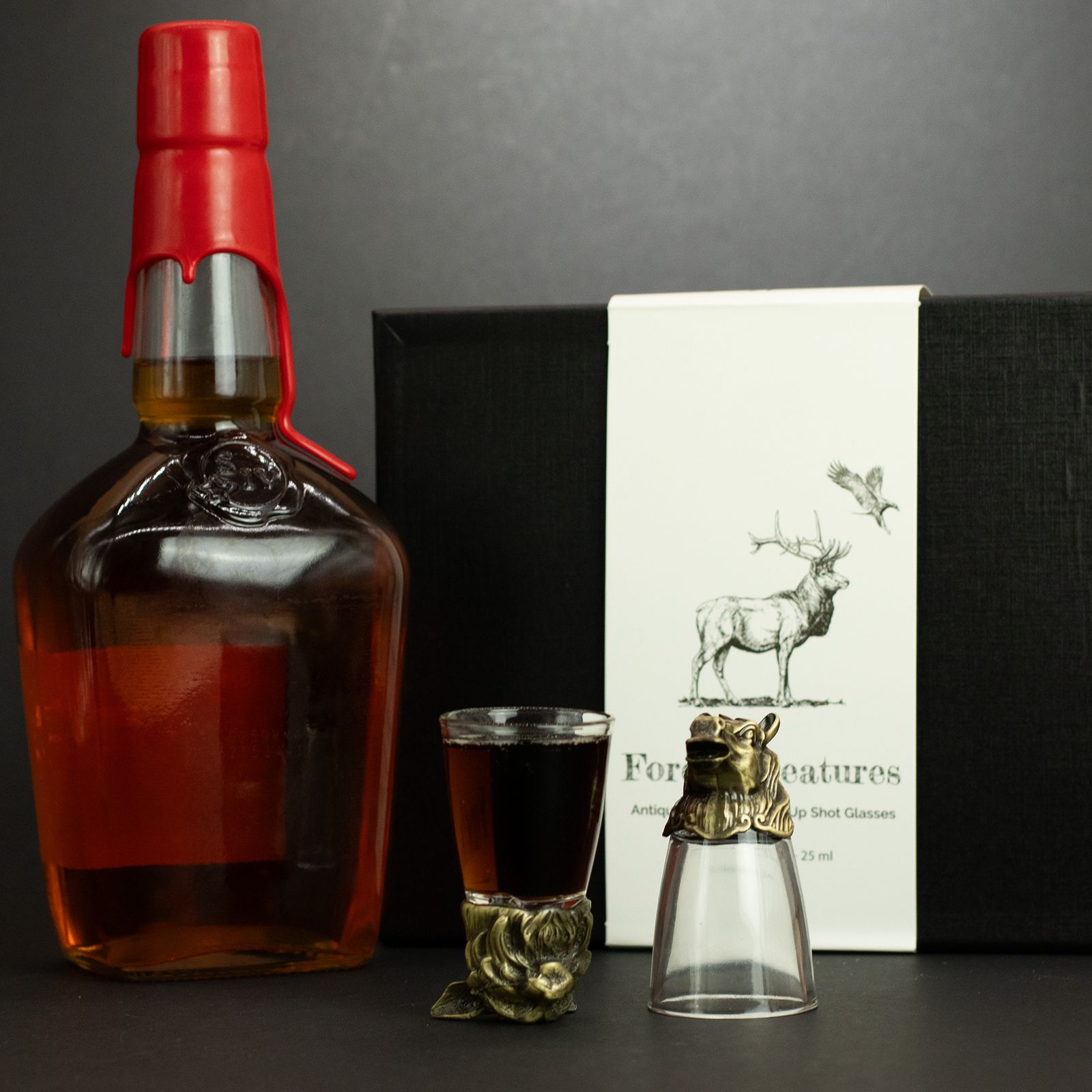 Conjunto de regalo de 12 vasos de chupito Bottom Up (25ml) - Bosque y Criaturas Místicas - Bronce Antiguo - Imagen 11