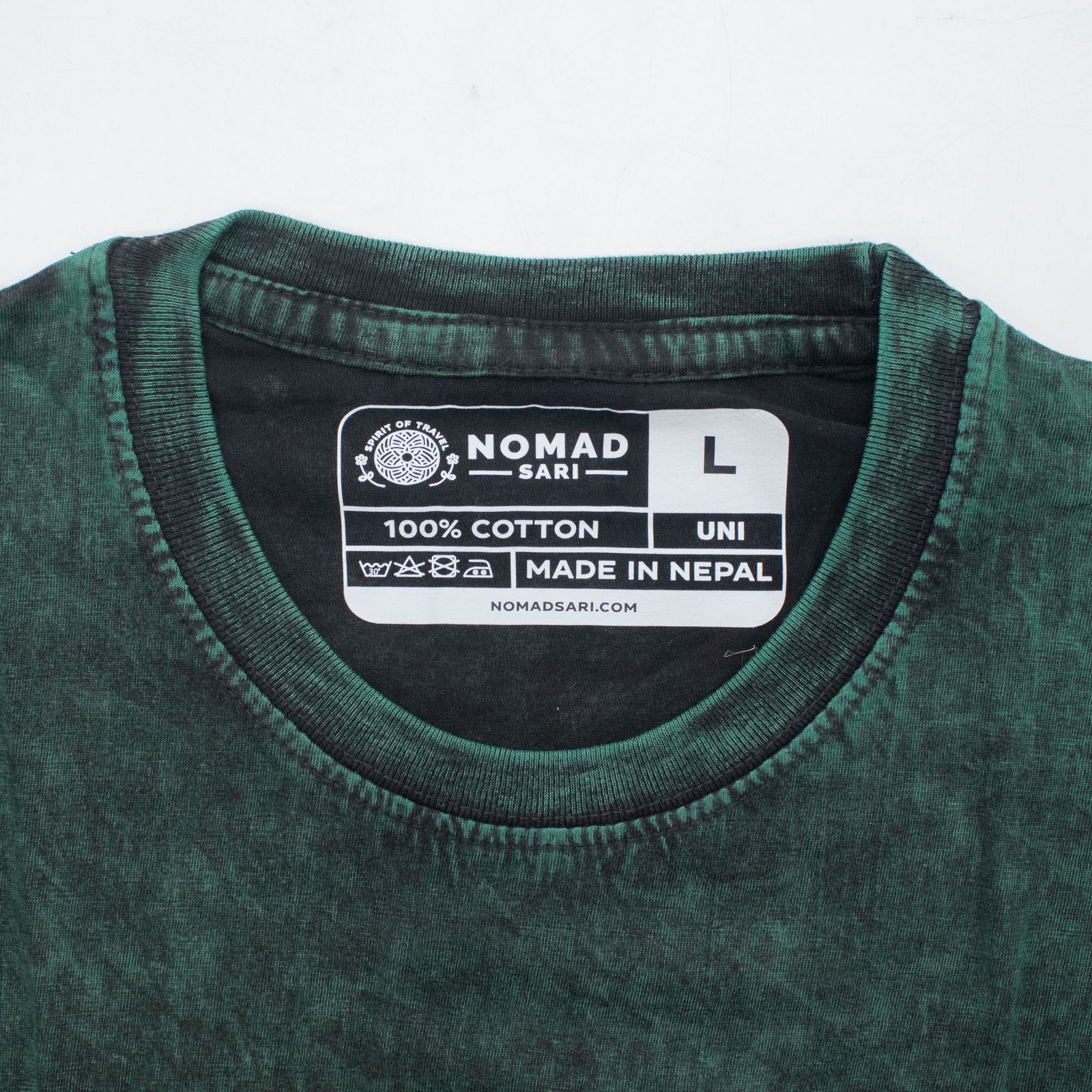 Nomad Sari Camiseta de algodón lavado a piedra - Árbol de la Vida - Verde - Grande - Imagen 3