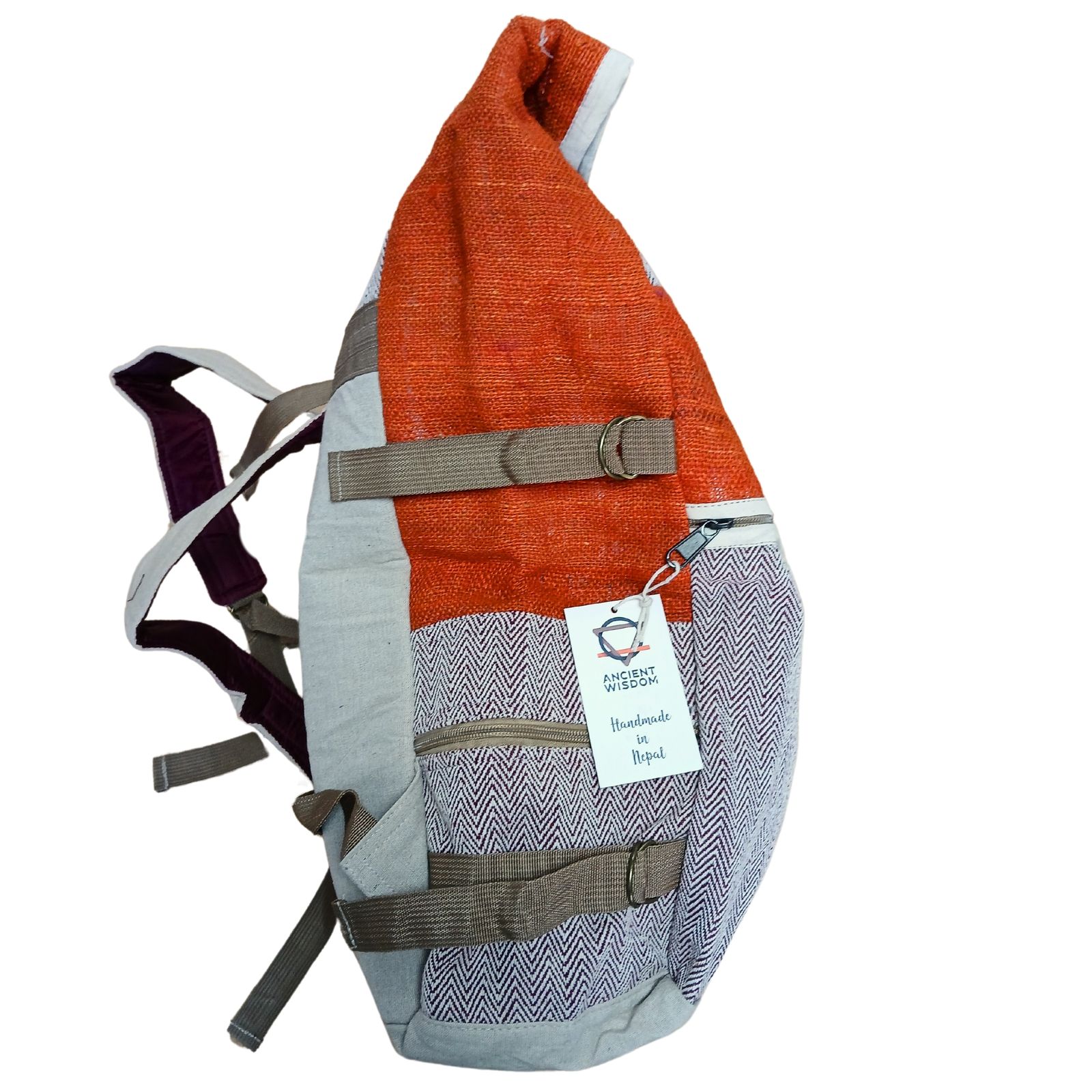 Mochila para Senderismo de Cáñamo - Naranja Atardecer - Imagen 3