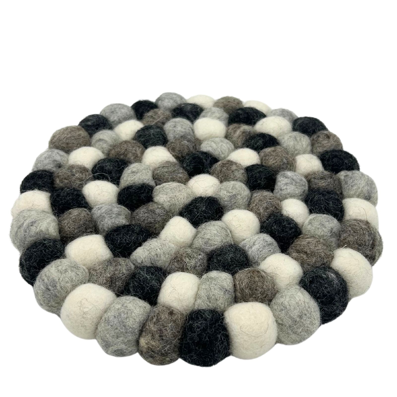Mantel individual redondo de bolas de fieltro - 20 cm, color gris multicolor - Imagen 2