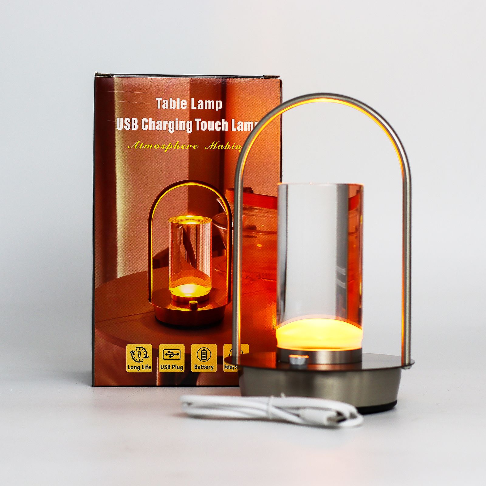 Lámpara táctil - Linterna de cristal - USB (C) - Recargable (2000 vatios) - Imagen 2