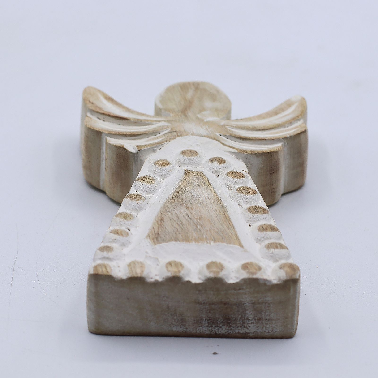 Ángel de madera de mango - lavado blanco - Imagen 5