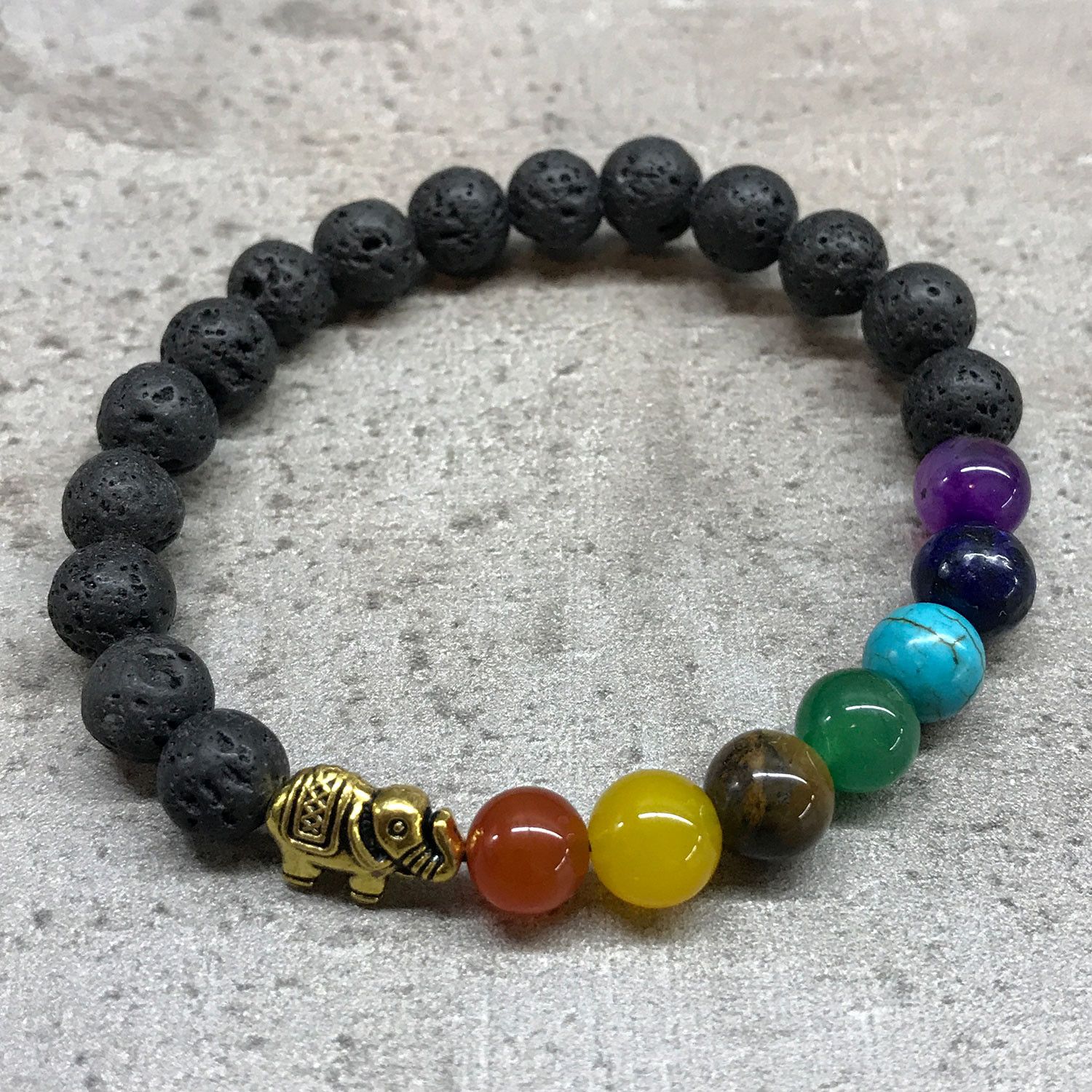 Pulsera de Piedra de Lava - Elefante - Chakra - Imagen 4