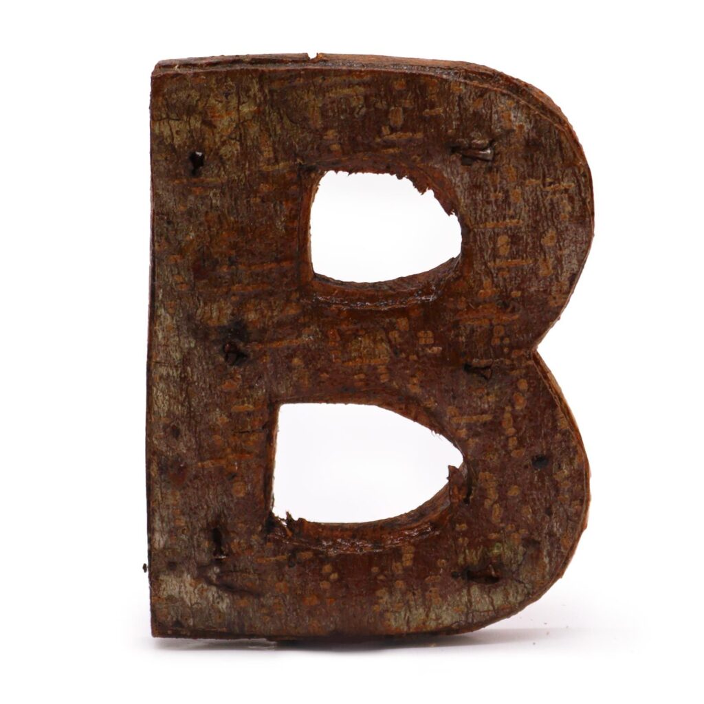 Letra de Corteza Rústica - "B" (12) - Pequeña 7cm