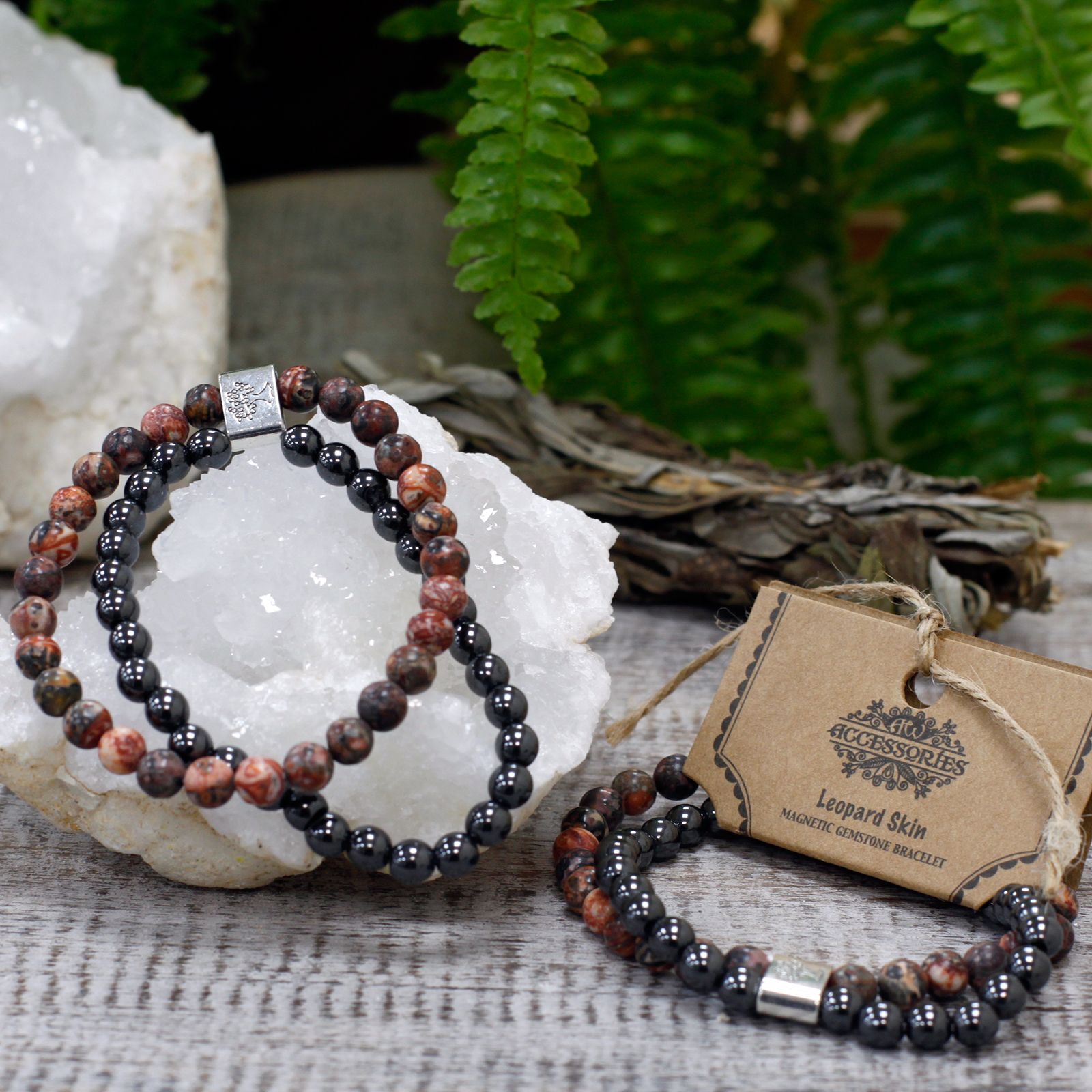 Pulsera de Piedras Preciosas Magnéticas - Piel de Leopardo - Imagen 3