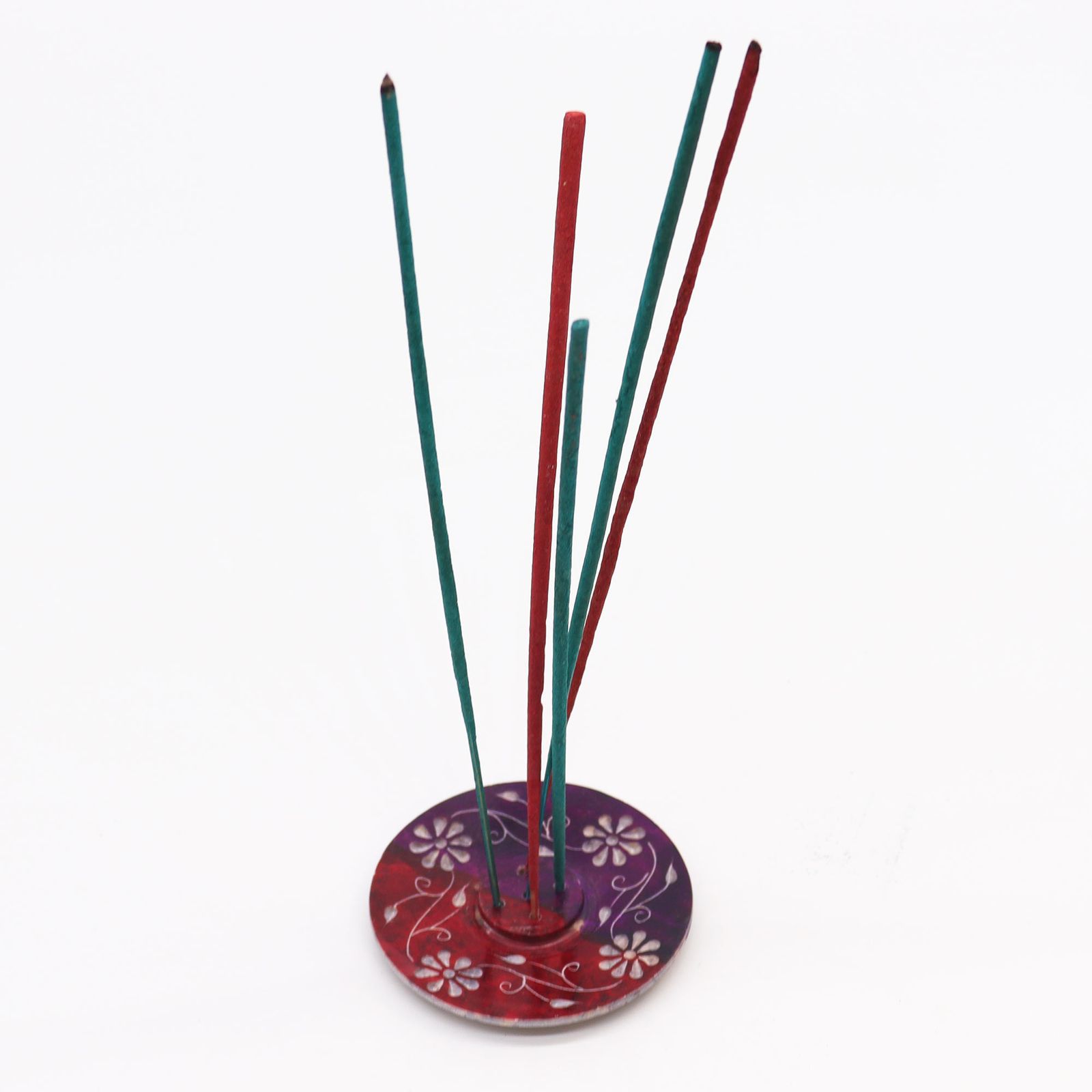 Porta-incienso Disco de Esteatita 8cm - Floral (porta 5 varillas) - Imagen 2