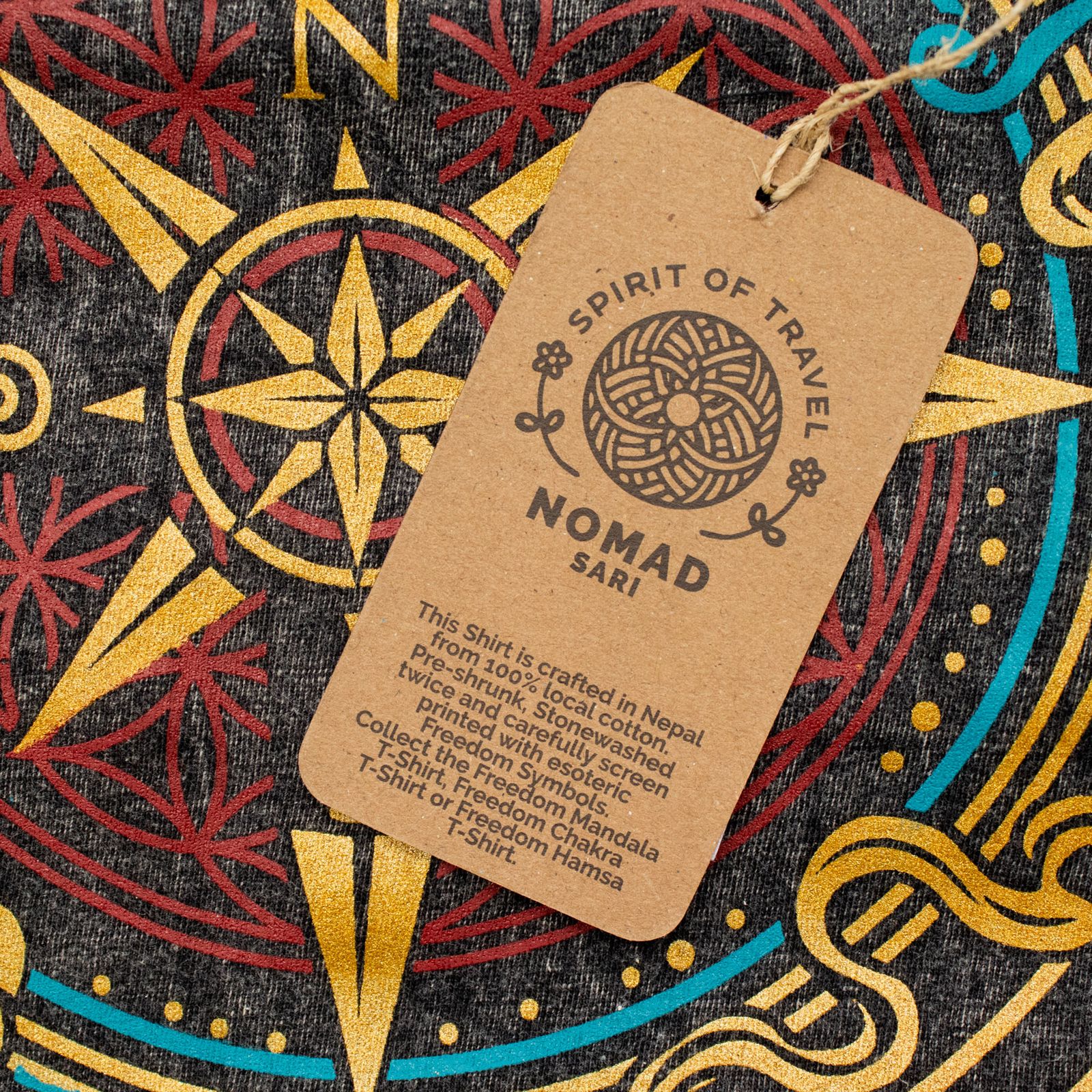 Nomad Sari Camiseta de algodón lavado a piedra - Compás de la Vida - Carbón - Grande - Imagen 3