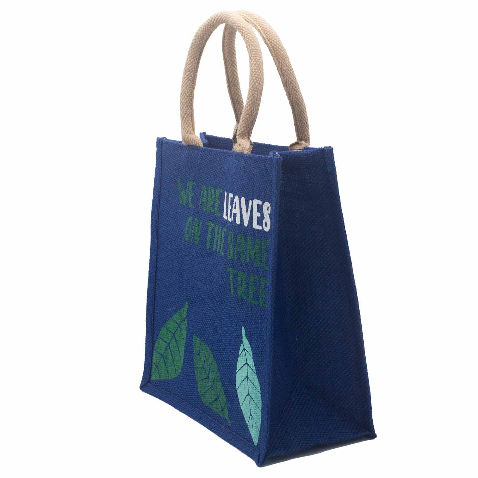 bolsa de yute estampada - Somos hojas - Amarillo, Azul y Natural - Imagen 8